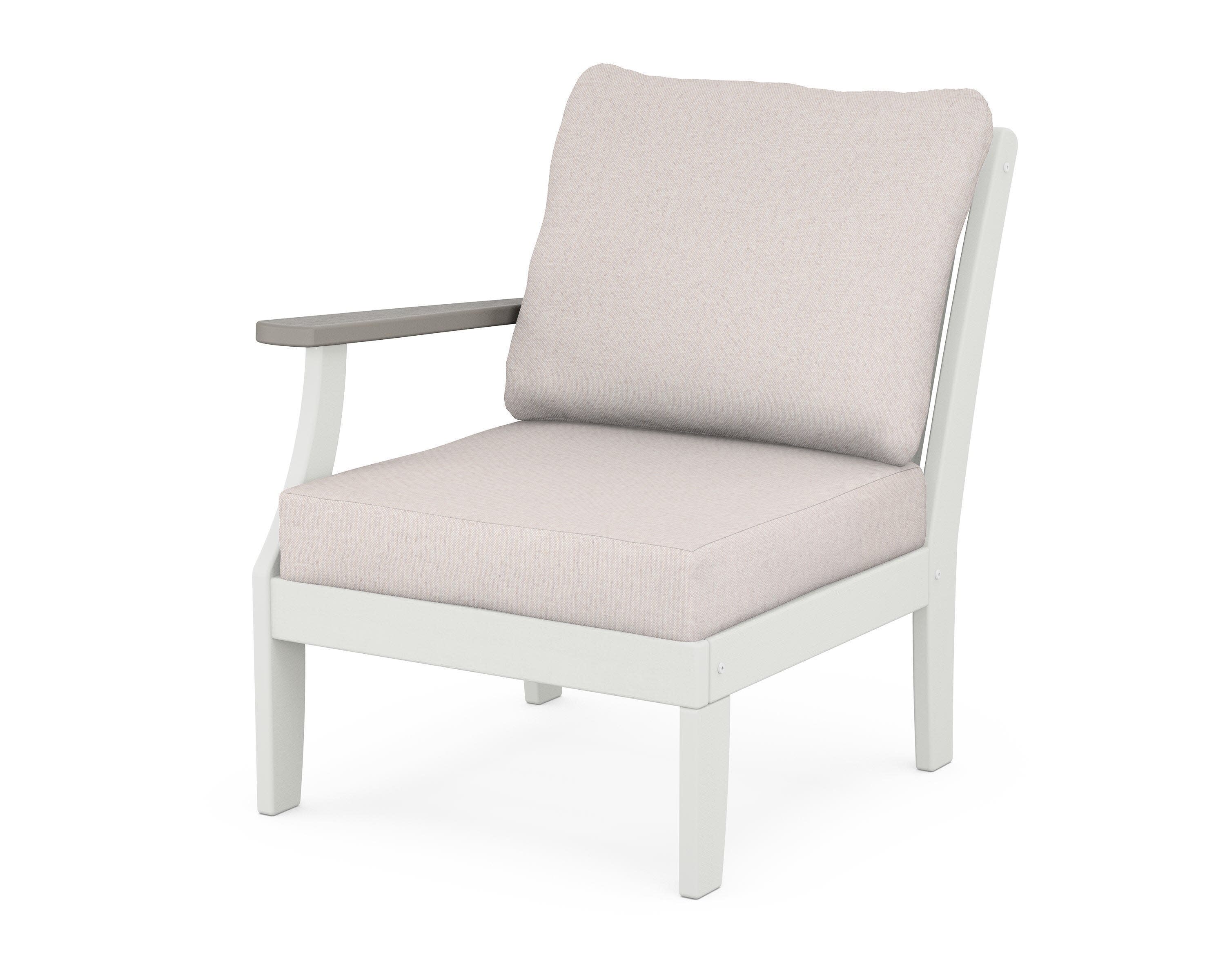 Braxton Modular Left Arm Chair in White / Driftwood / Dune Burlap