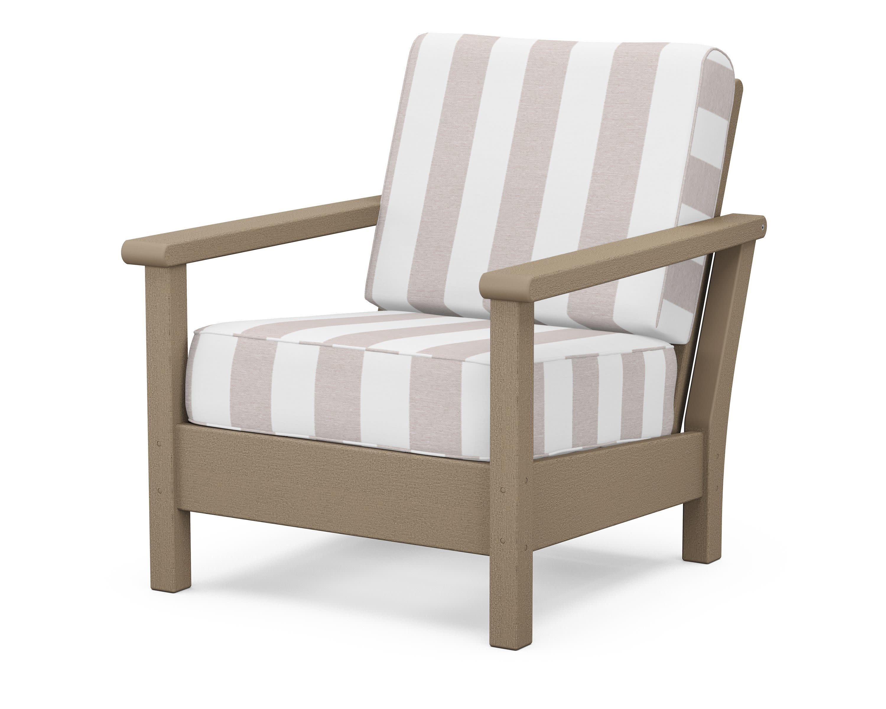 Harbour Deep Seating Chair in Vintage Sahara / Cabana Stripe Dune Burlap