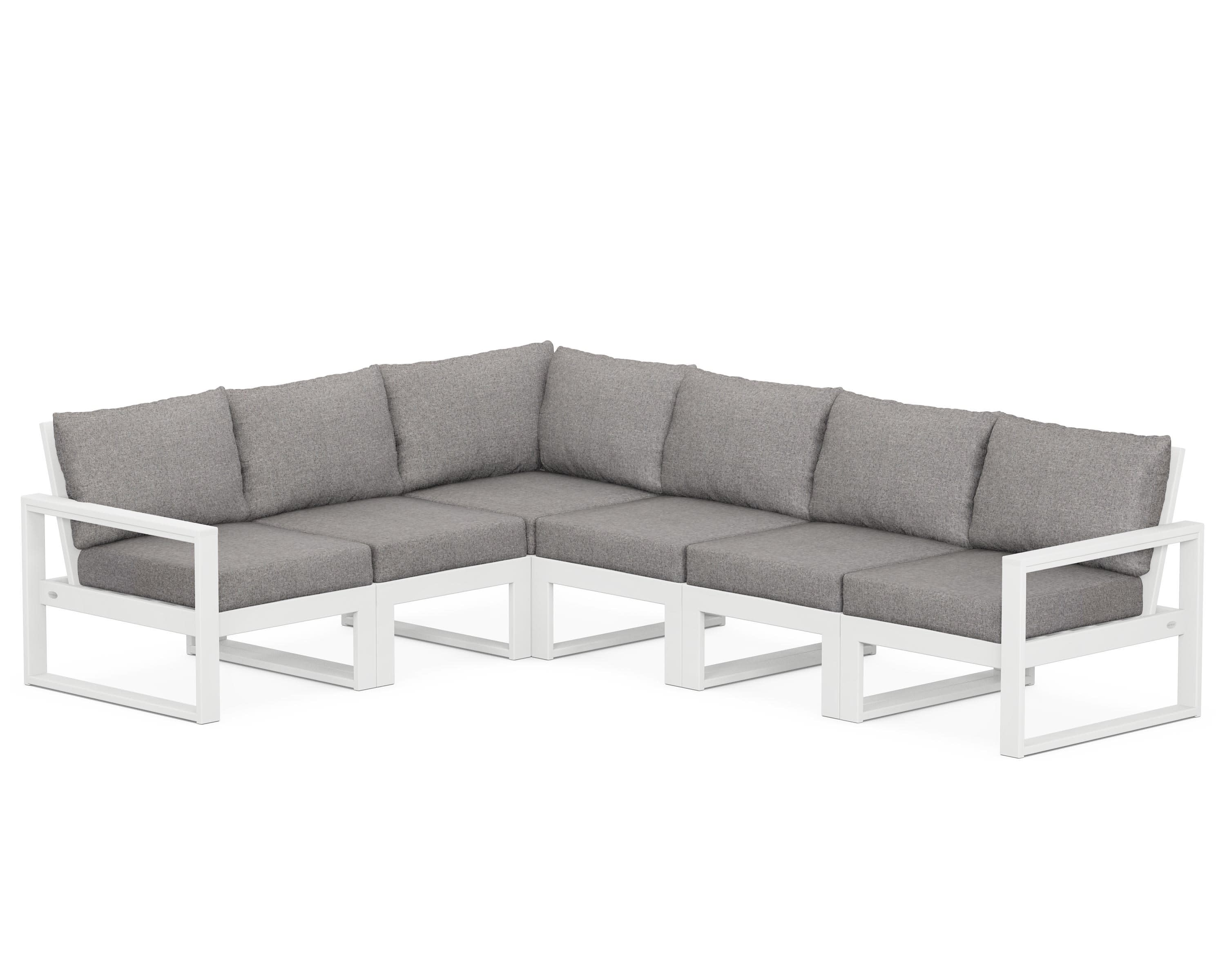 EDGE 6-Piece Modular Deep Seating Set in White / Grey Mist