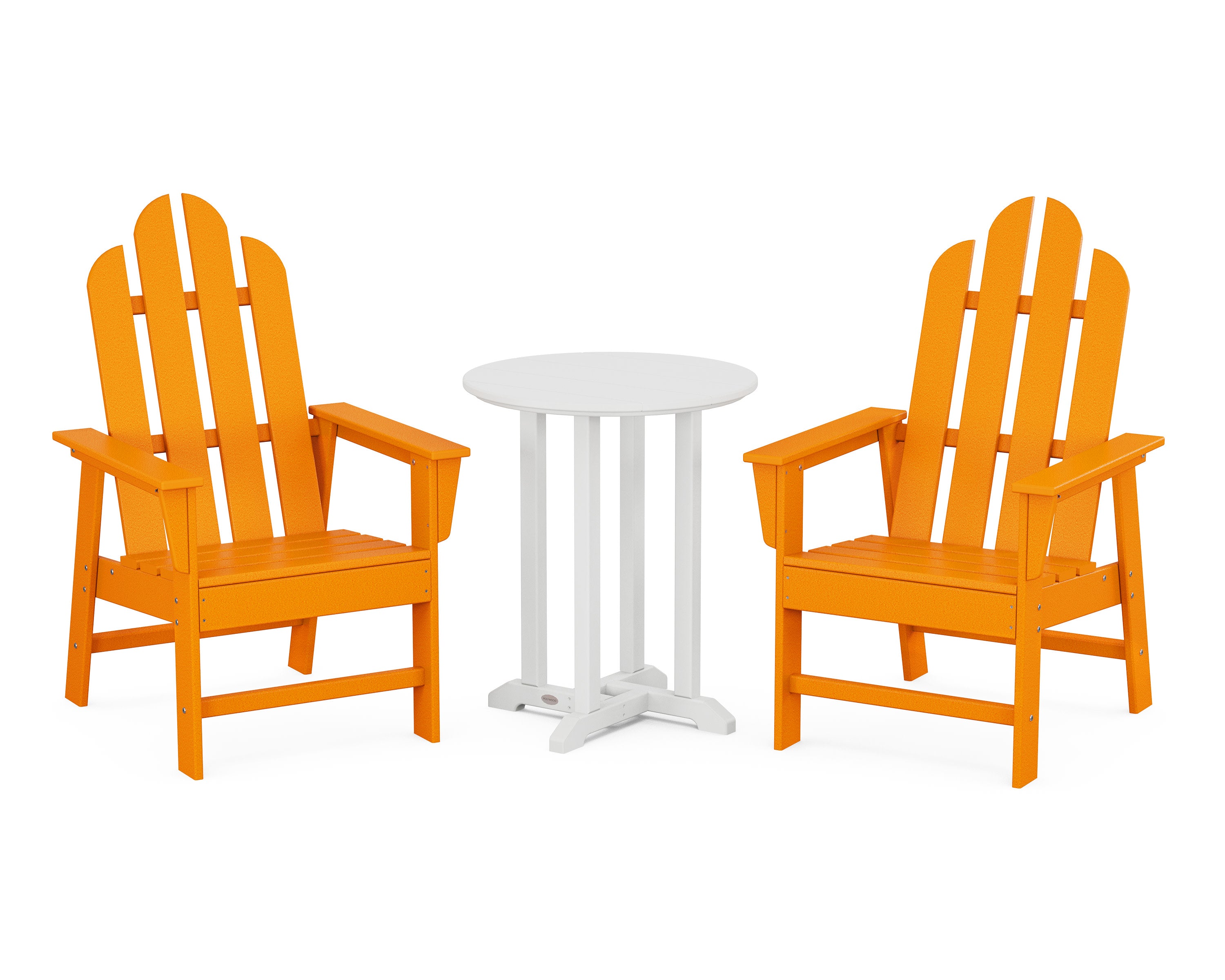 Long Island 3-Piece Round Bistro Dining Set in Tangerine / White