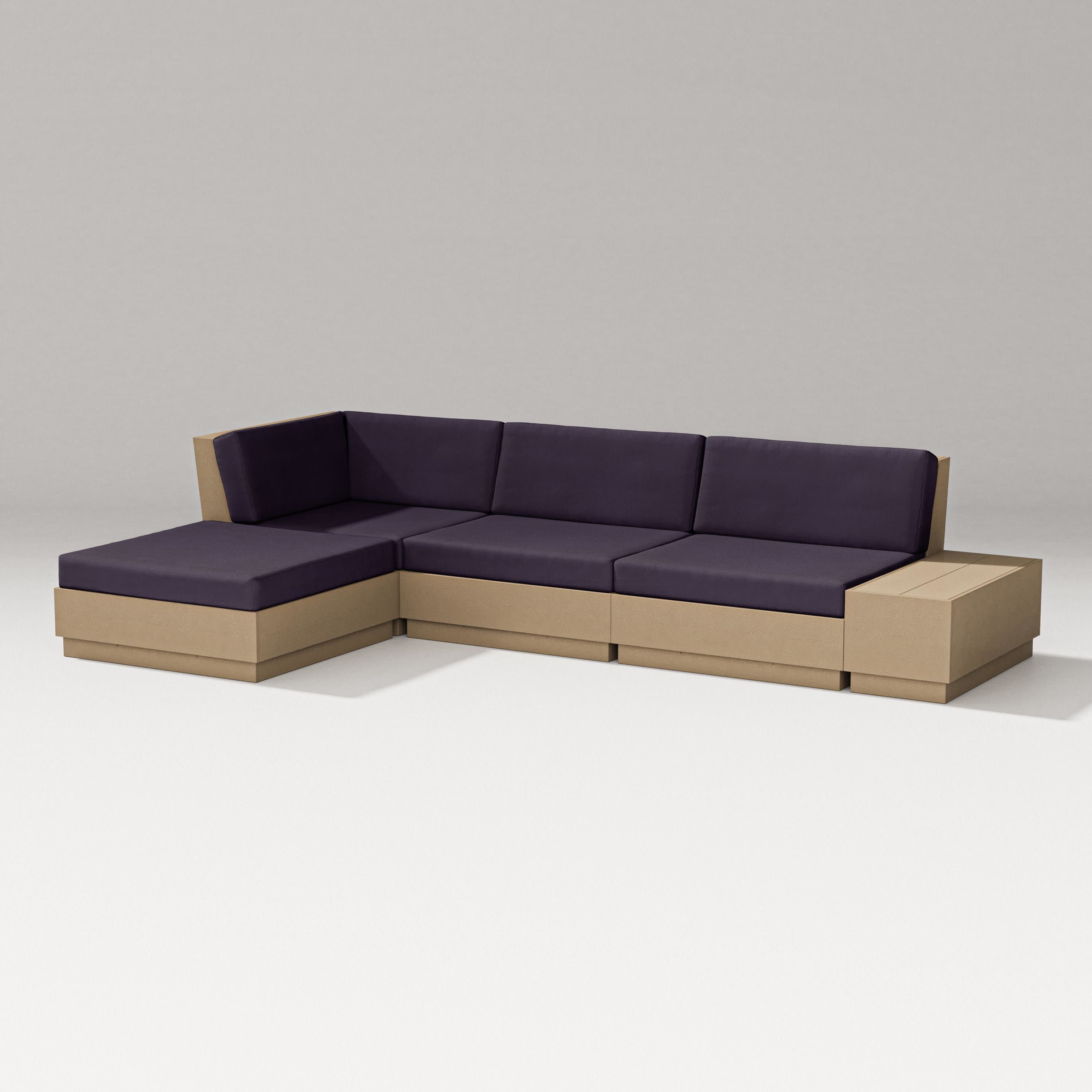 Elevate Chaise Sectional in Vintage Sahara / Navy Linen