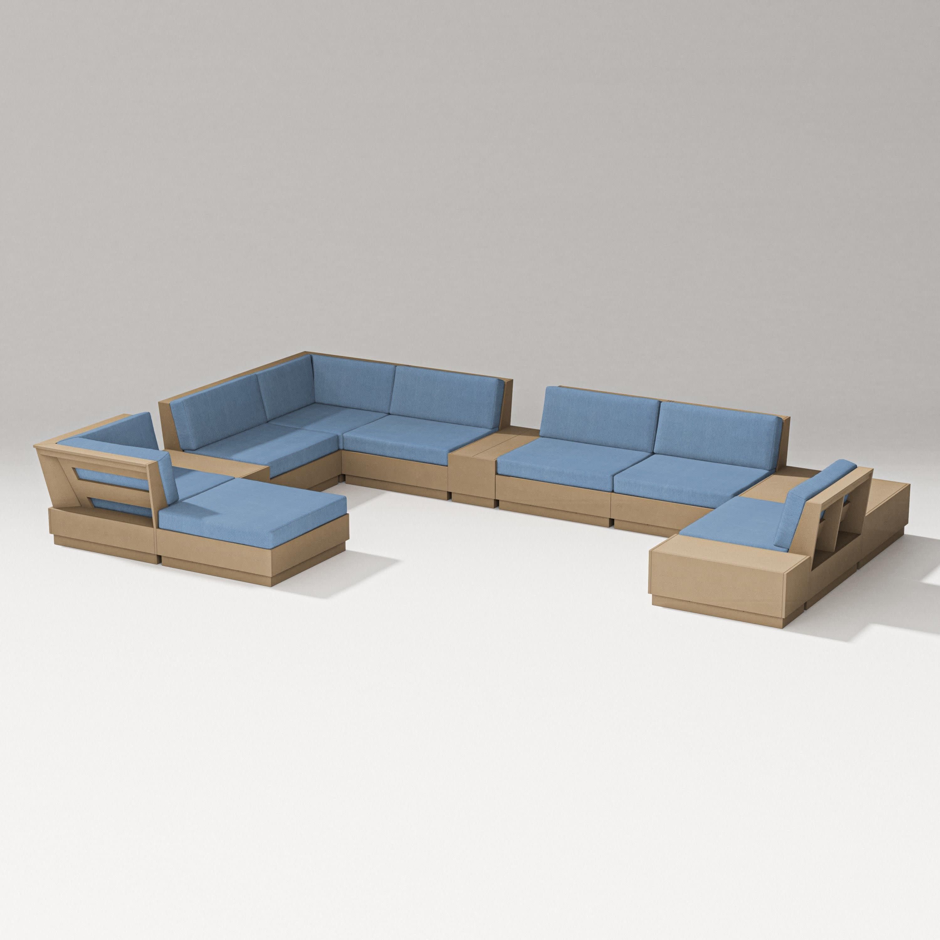Elevate 12-Piece Conversation Sectional Set in Vintage Sahara / Sky Blue