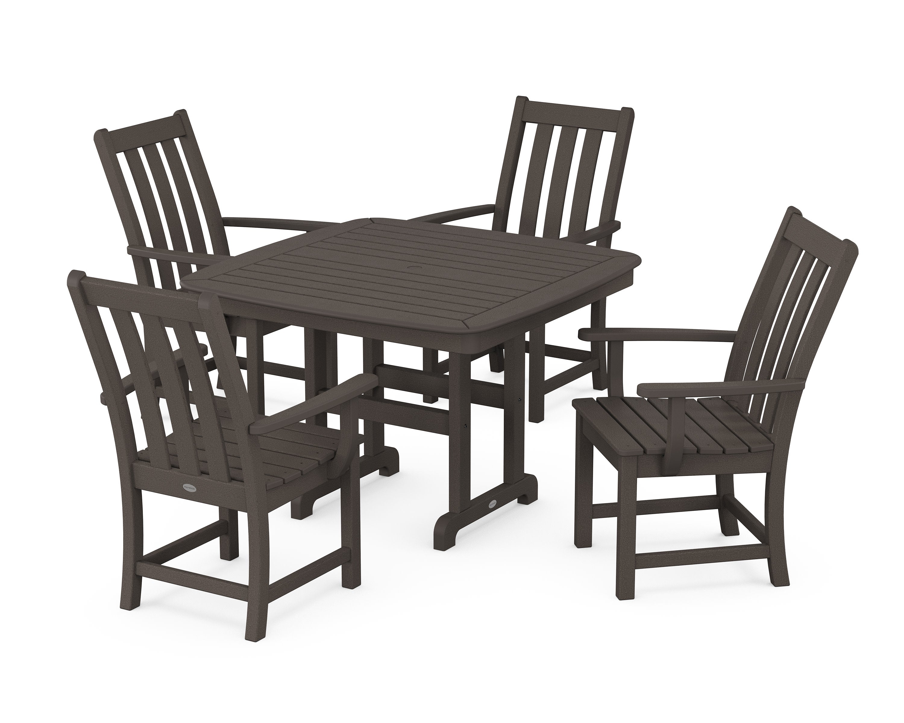 Vineyard 5-Piece Dining Set with Trestle Legs in Vintage Coffee