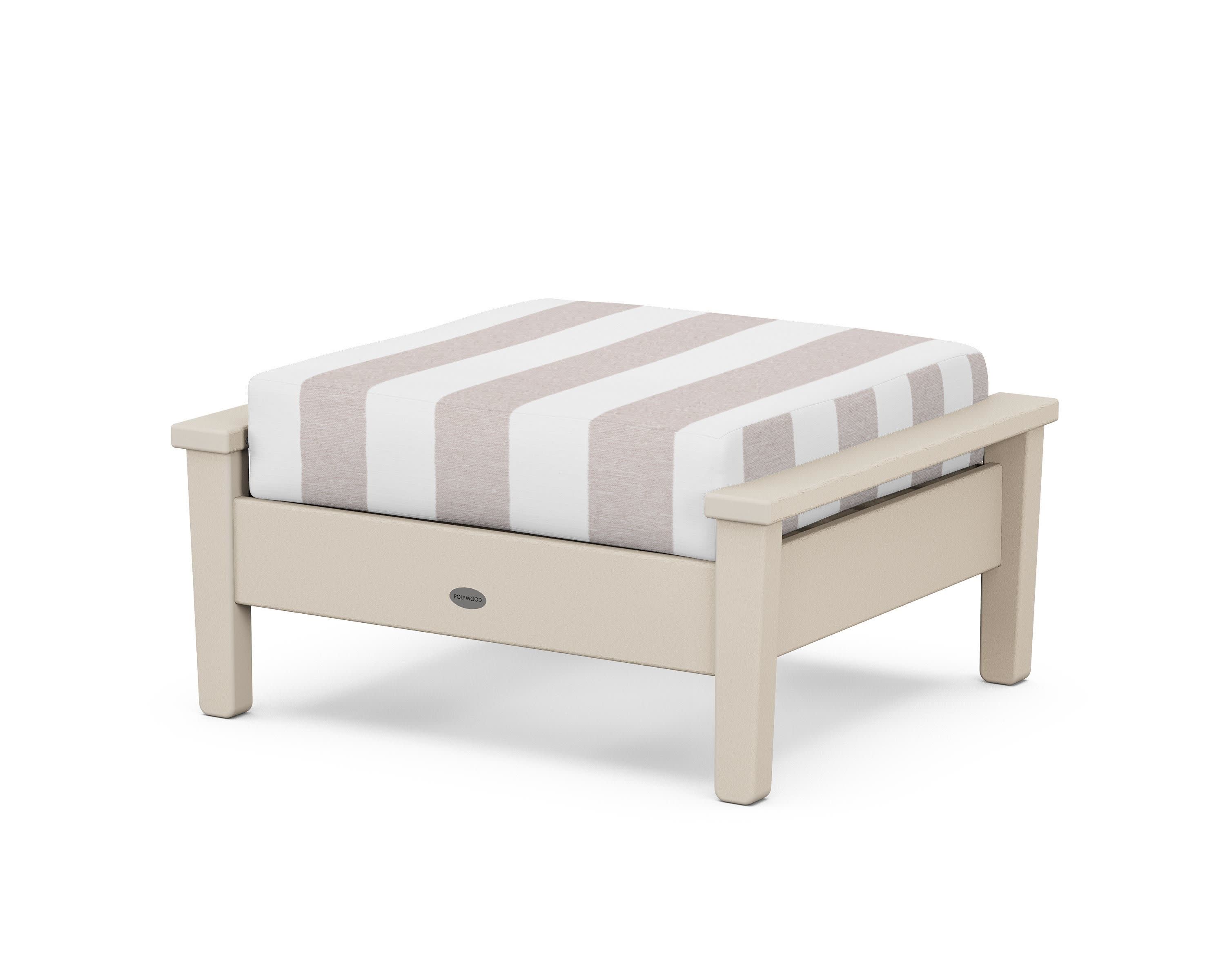Prescott Deep Seating Ottoman in Sand / Cabana Stripe Dune Burlap