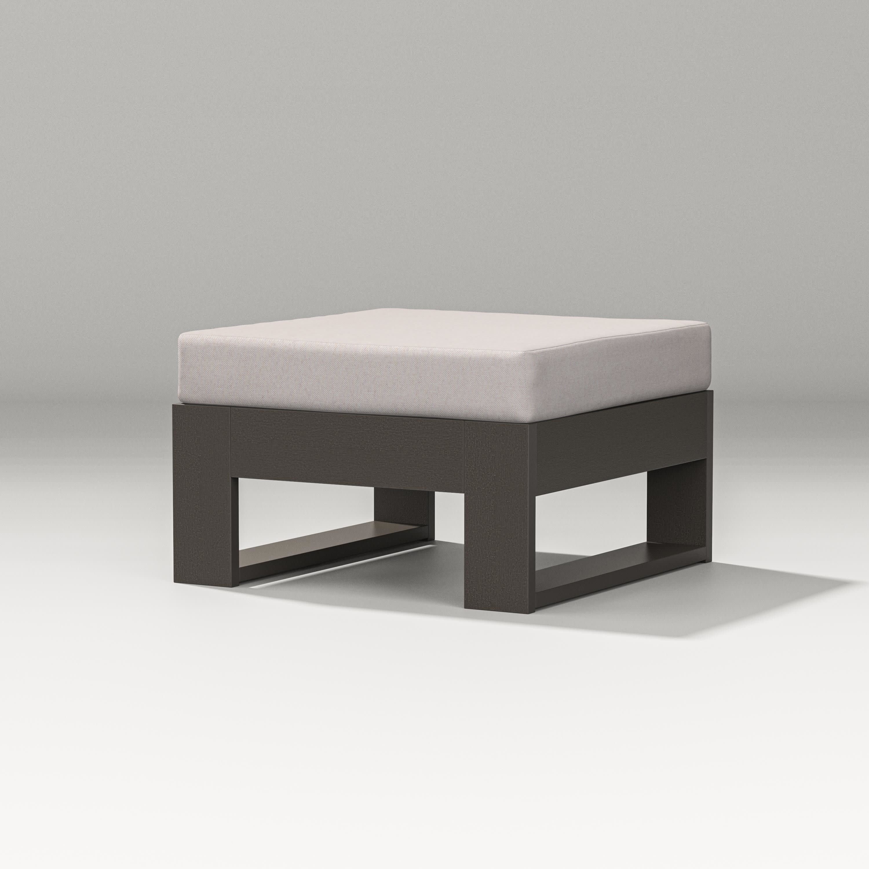 Latitude Lounge Ottoman in Vintage Coffee / Dune Burlap