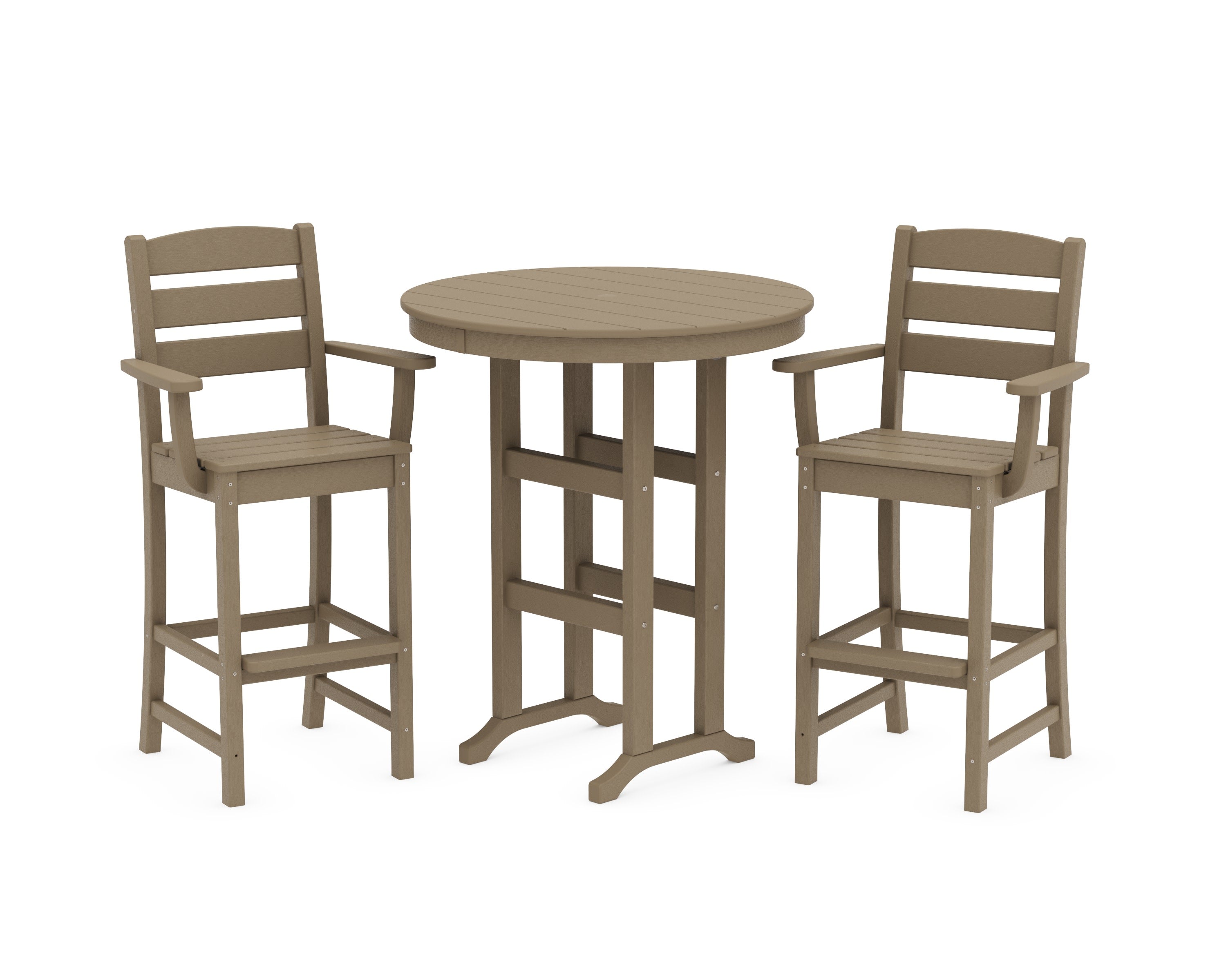 Lakeside 3-Piece Round Bar Arm Chair Set in Vintage Sahara
