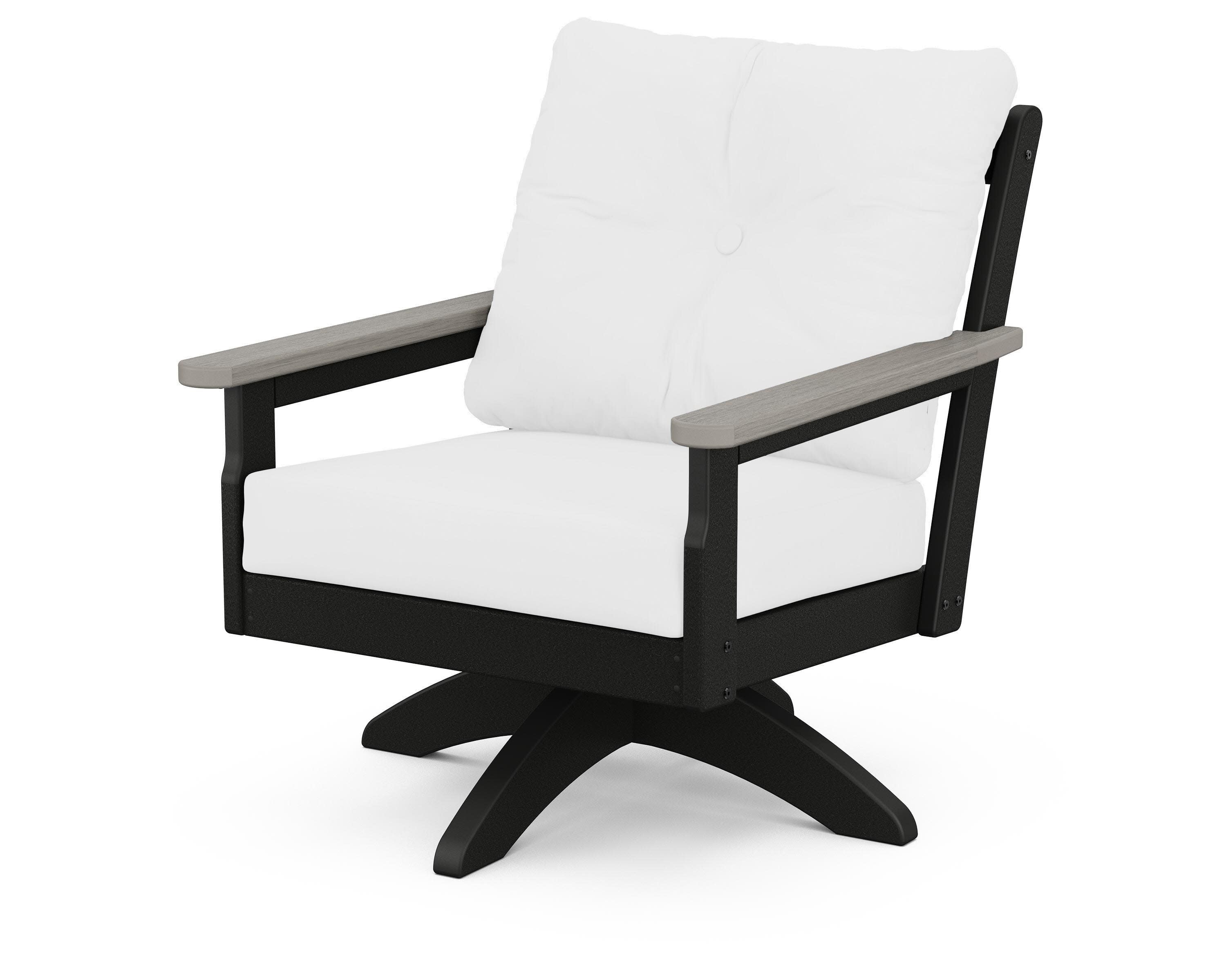 Vineyard Deep Seating Swivel Chair in Black / Driftwood / Natural