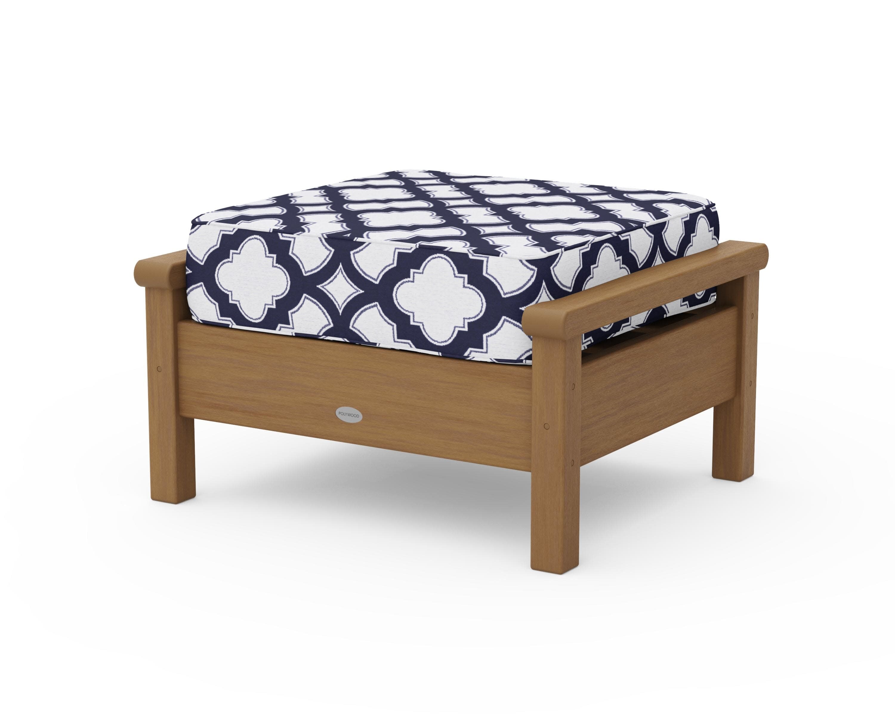 Harbour Deep Seating Ottoman in Natural / Trellis Navy