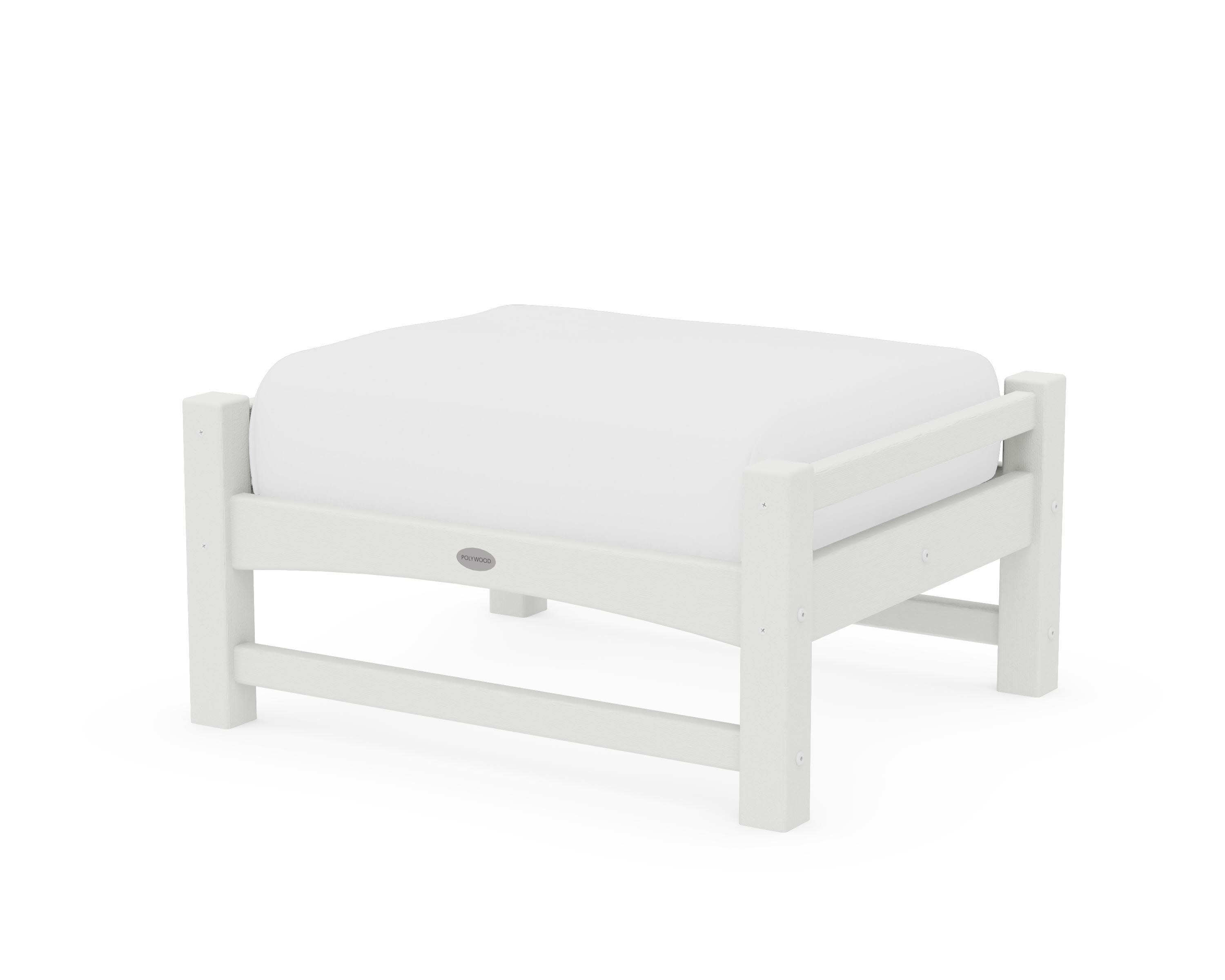 Club Ottoman in Vintage White / Natural