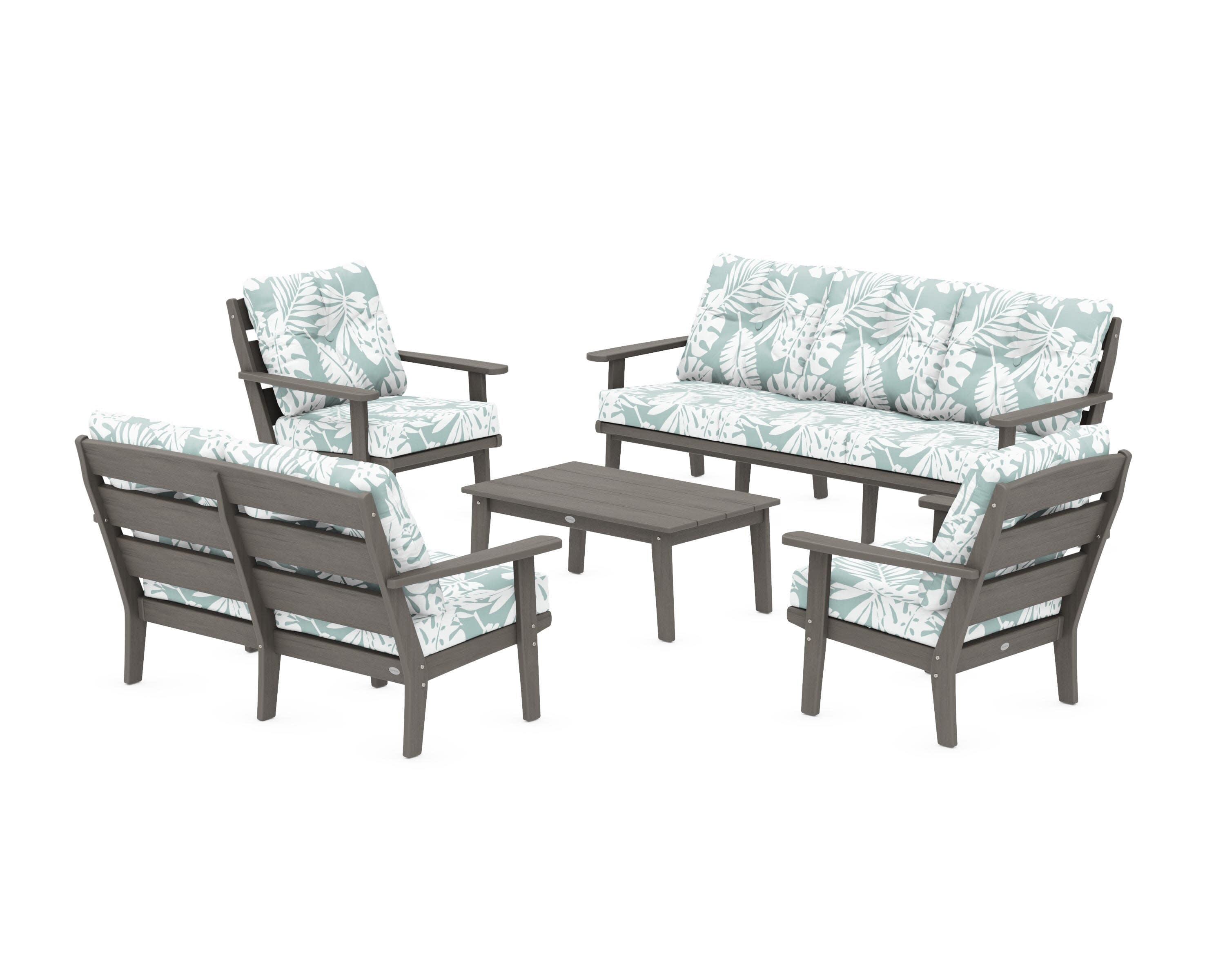 Lakeside 5-Piece Lounge Sofa Set in Driftwood / Leaf Glacier Spa