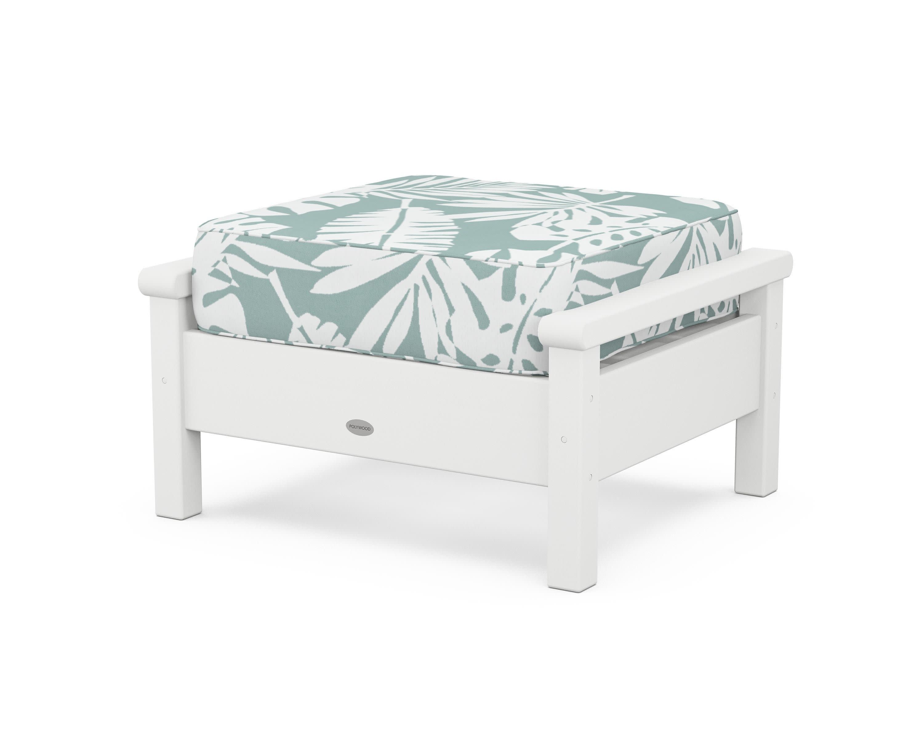 Harbour Deep Seating Ottoman in White / Leaf Glacier Spa