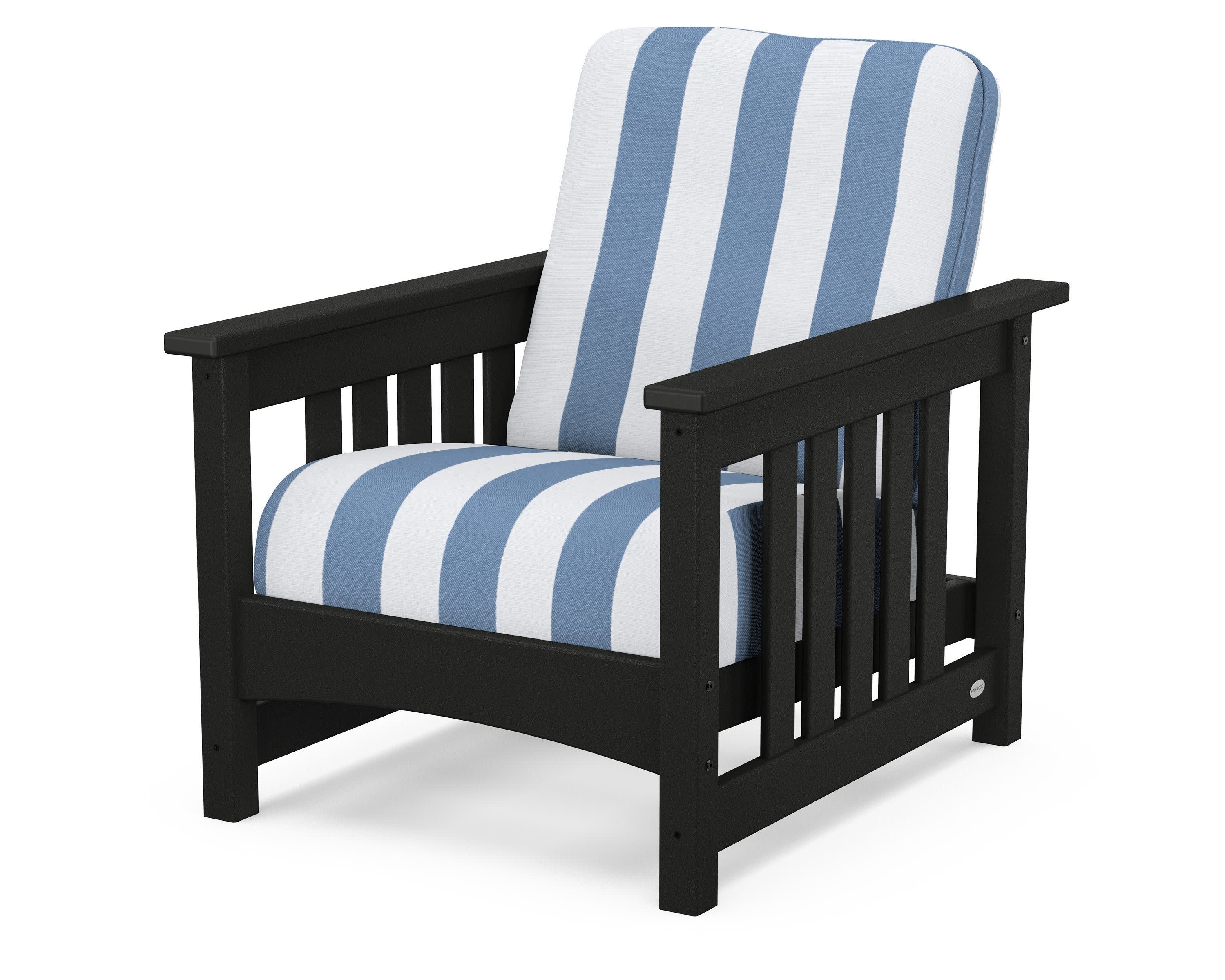 Club Mission Chair in Black / Cabana Stripe Sky Blue
