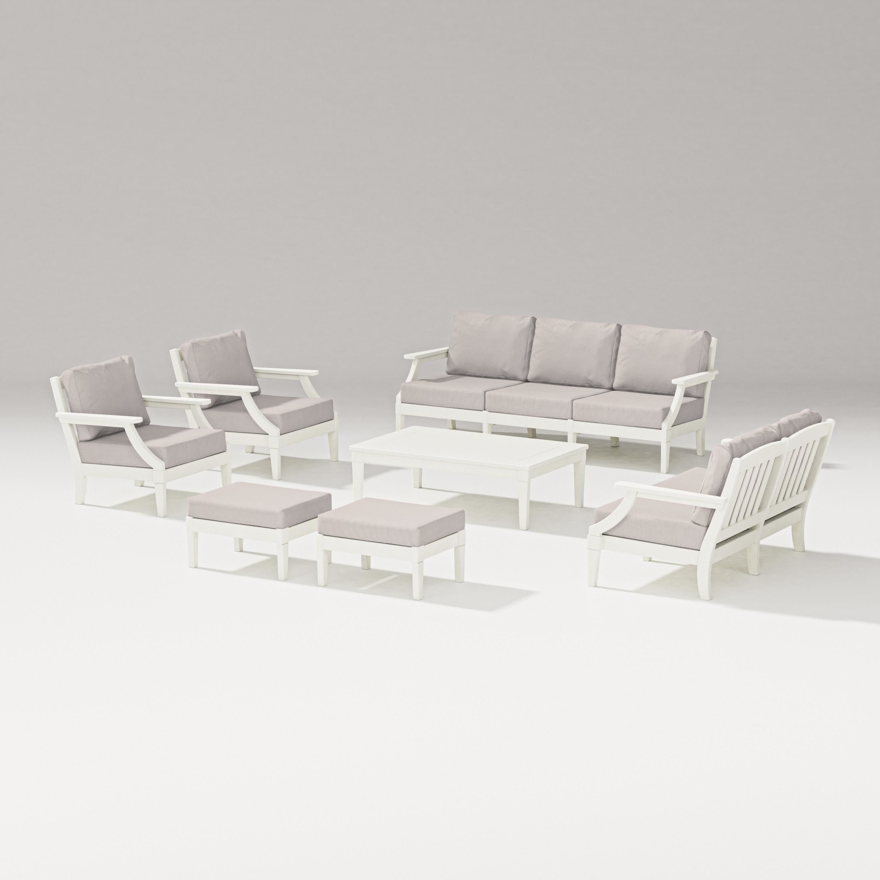 Estate 7-Piece Lounge Sofa Set in Vintage White / Dune Burlap