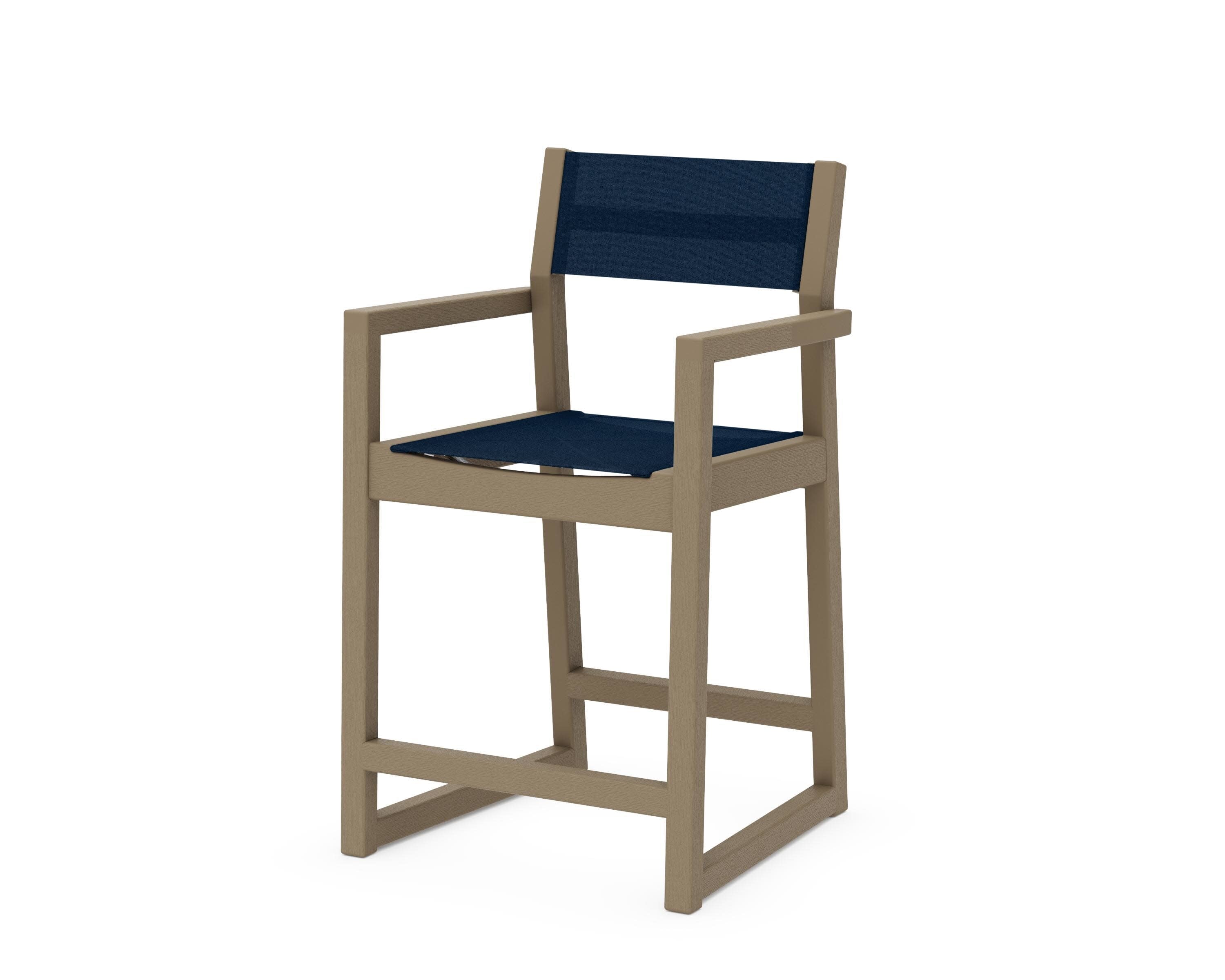 EDGE Sling Counter Arm Chair in Vintage Sahara / Navy Blue Sling