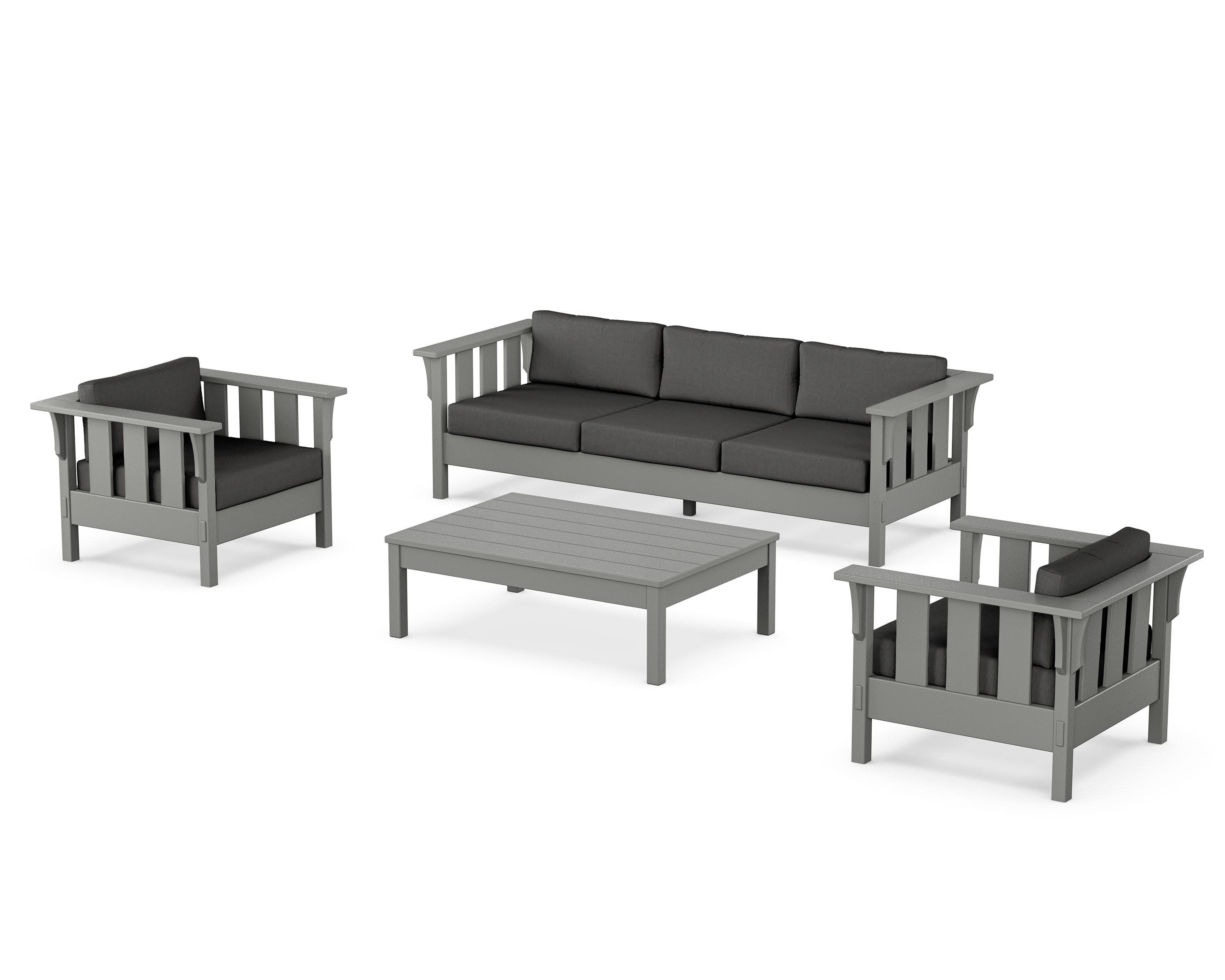Acadia 4-Piece Deep Seating Set with Sofa in Slate Grey / Spectrum Carbon