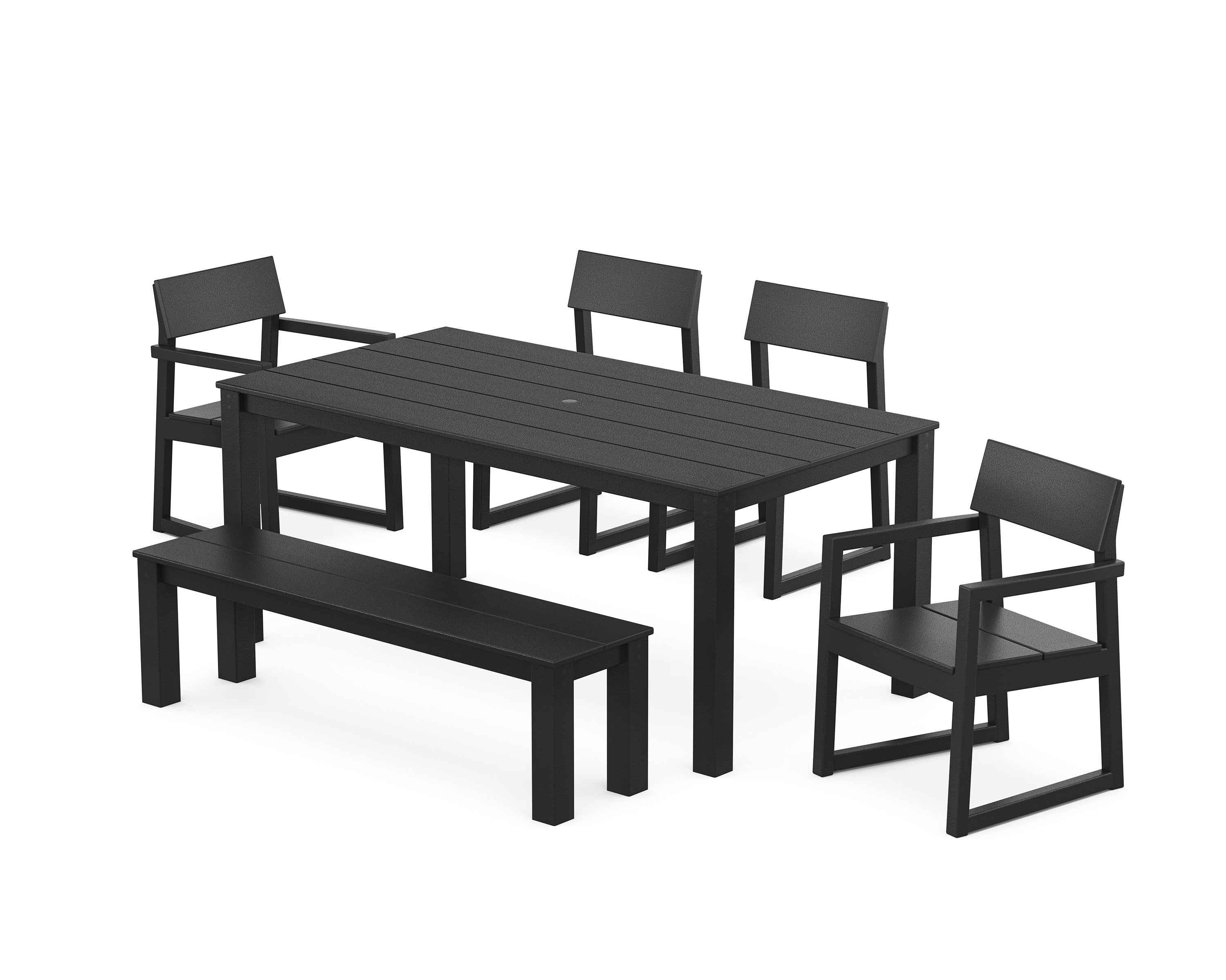 EDGE 6-Piece Parsons Dining Set with Bench in Black