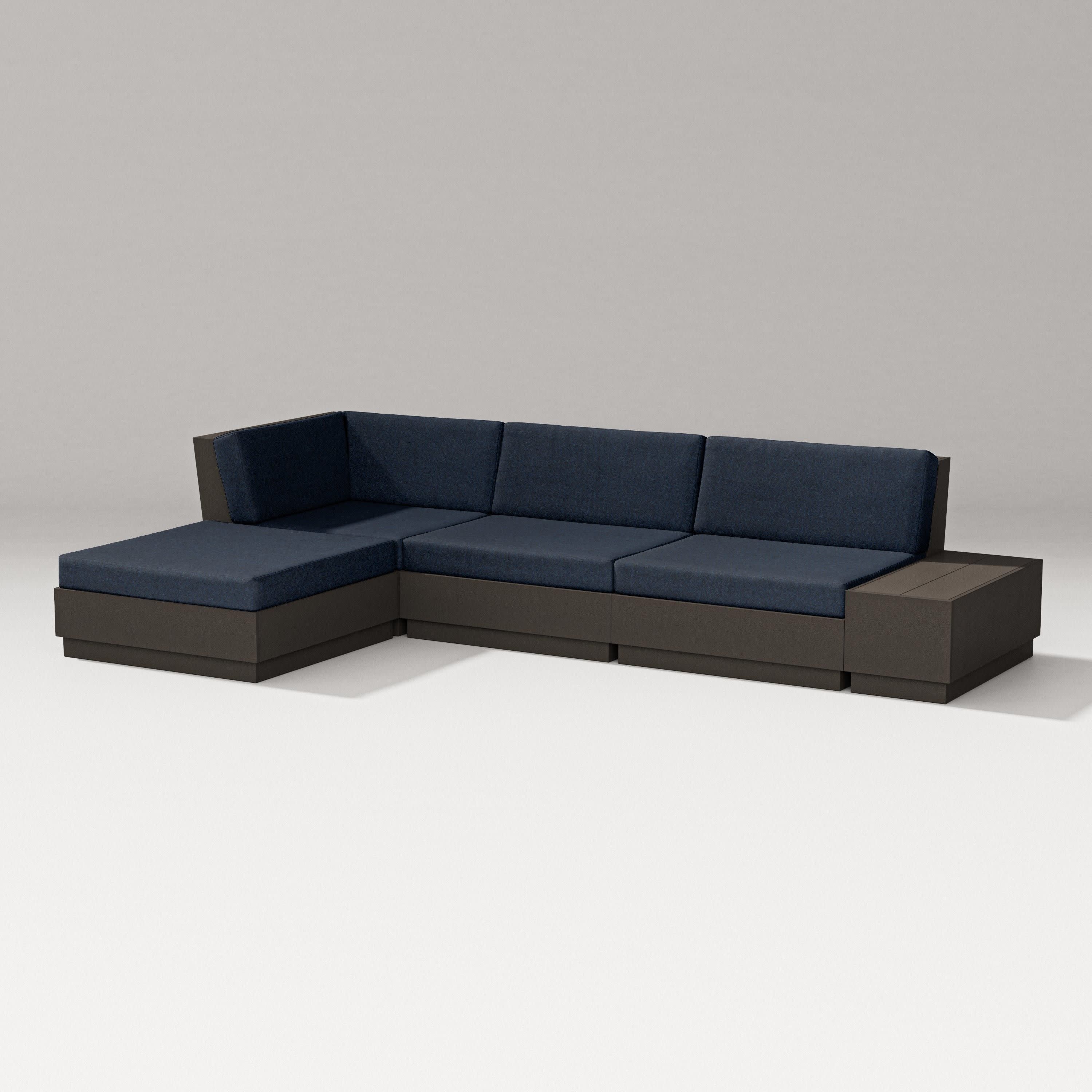 Elevate Chaise Sectional in Vintage Coffee / Marine Indigo