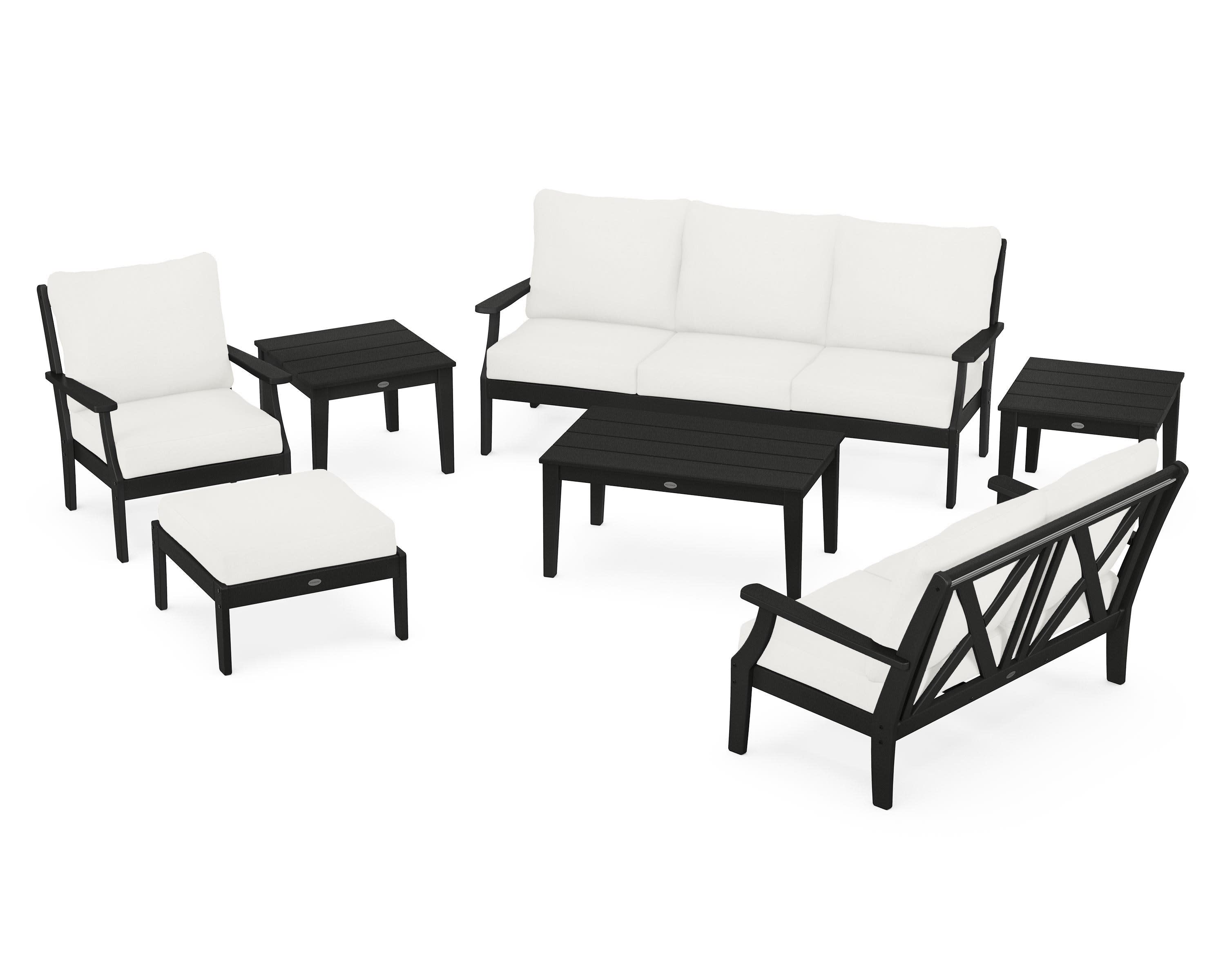 Braxton 7-Piece Deep Seating Set in Black / Natural Linen