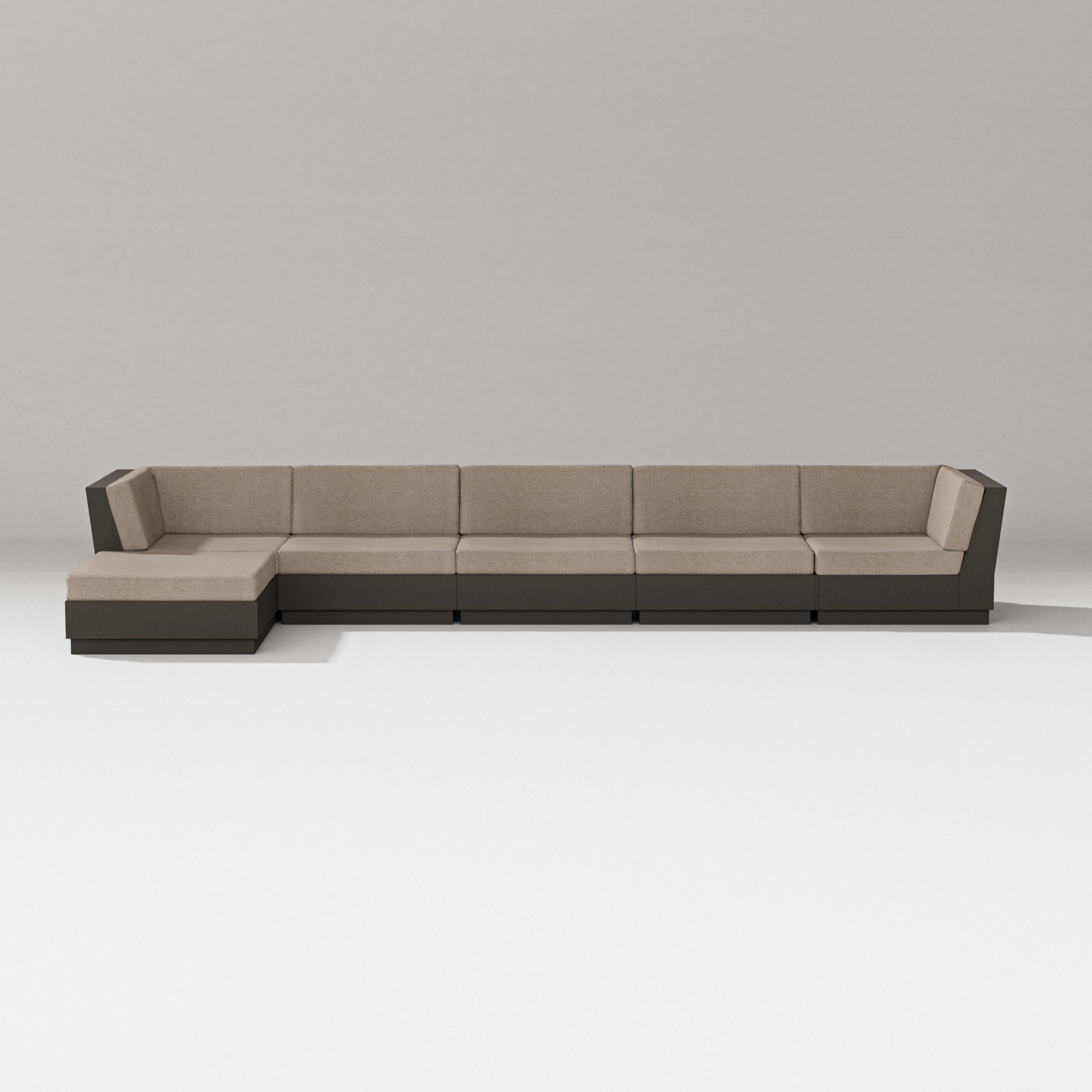 Elevate 6-Piece Chaise Sectional in Vintage Coffee / Spiced Burlap