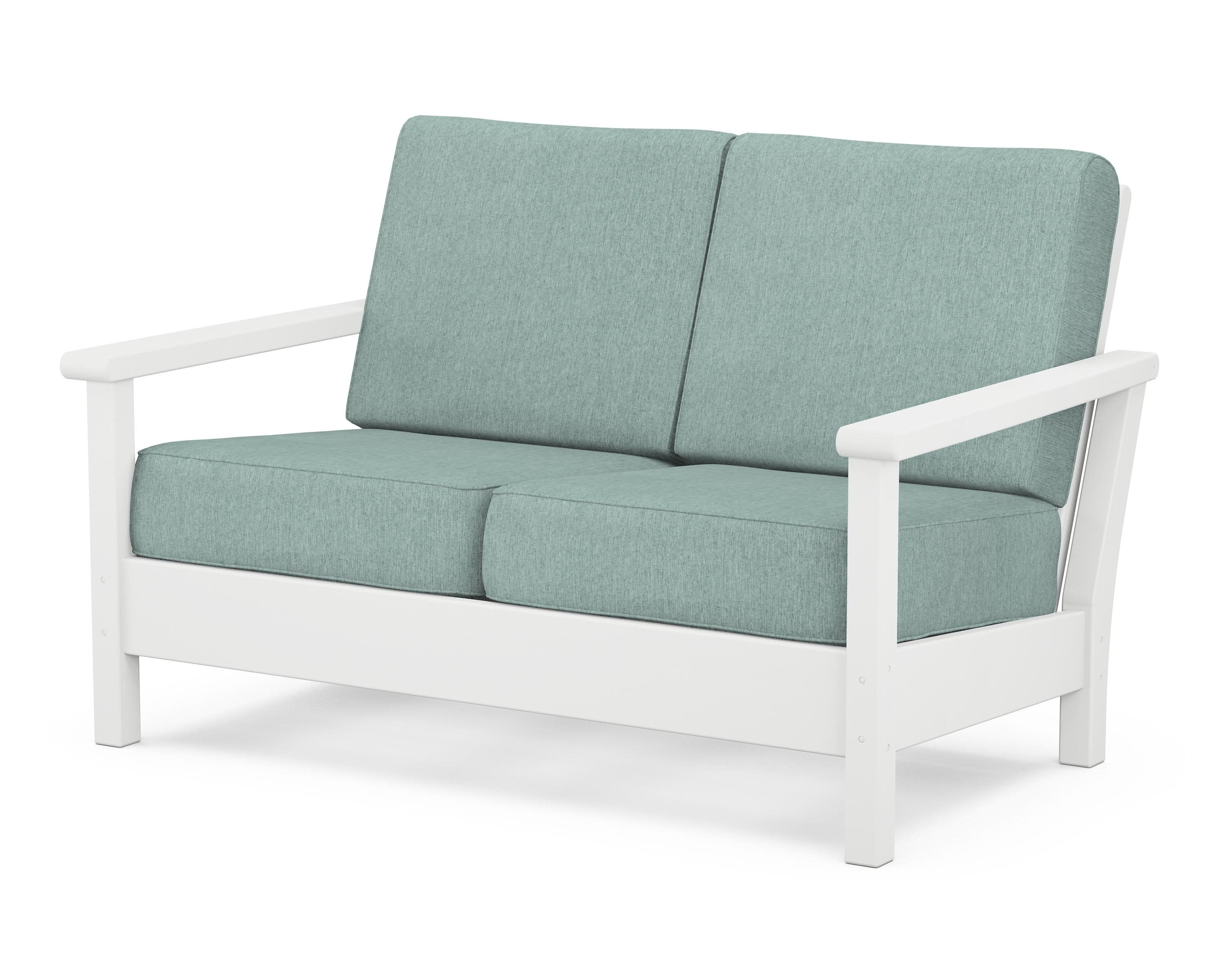 Harbour Deep Seating Loveseat in White / Glacier Spa