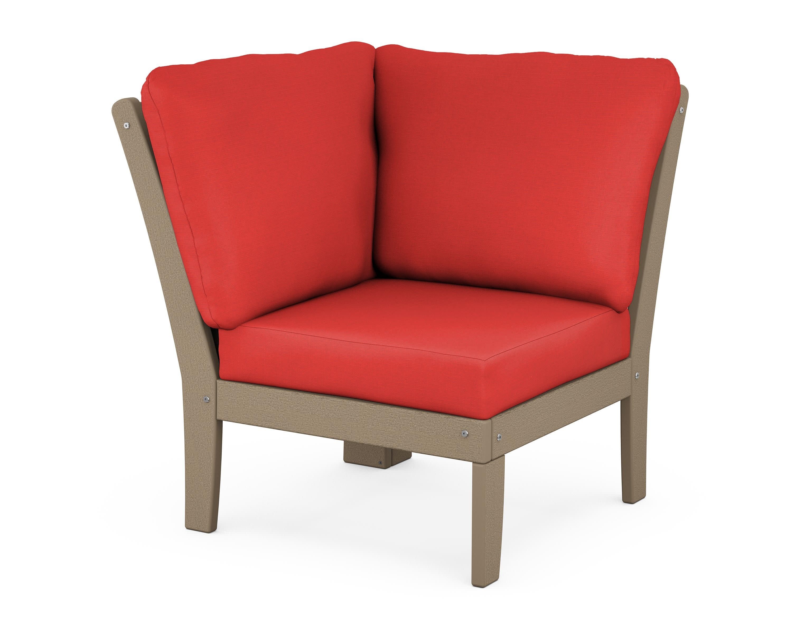 Braxton Modular Corner Chair in Vintage Sahara / Crimson Linen