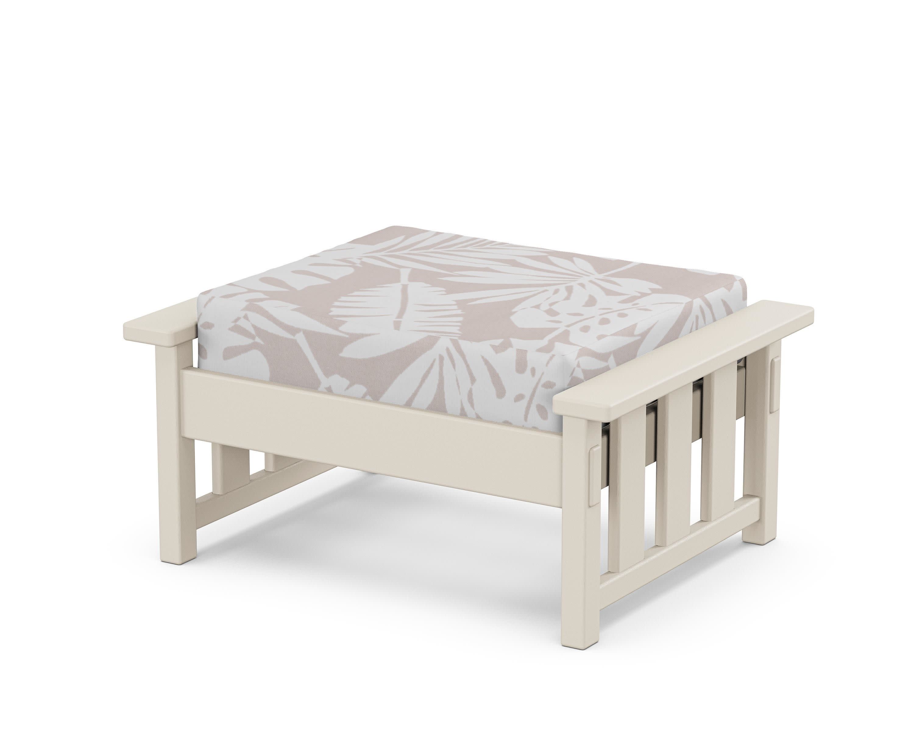 Acadia Deep Seating Ottoman in Sand / Leaf Dune Burlap