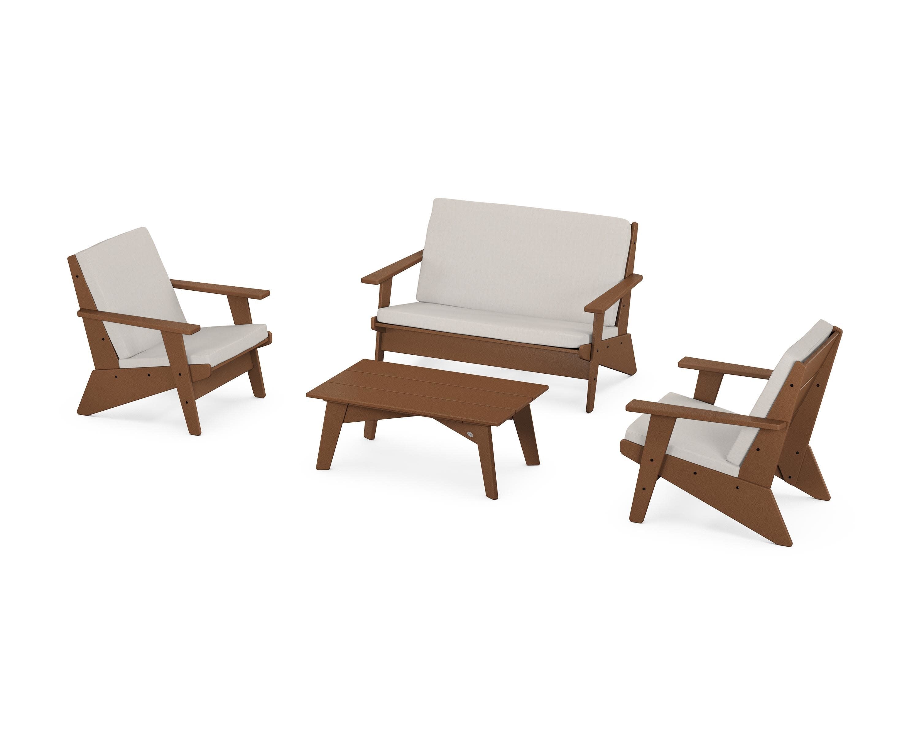 Riviera Modern Lounge 4-Piece Set in Teak / Cast Ash