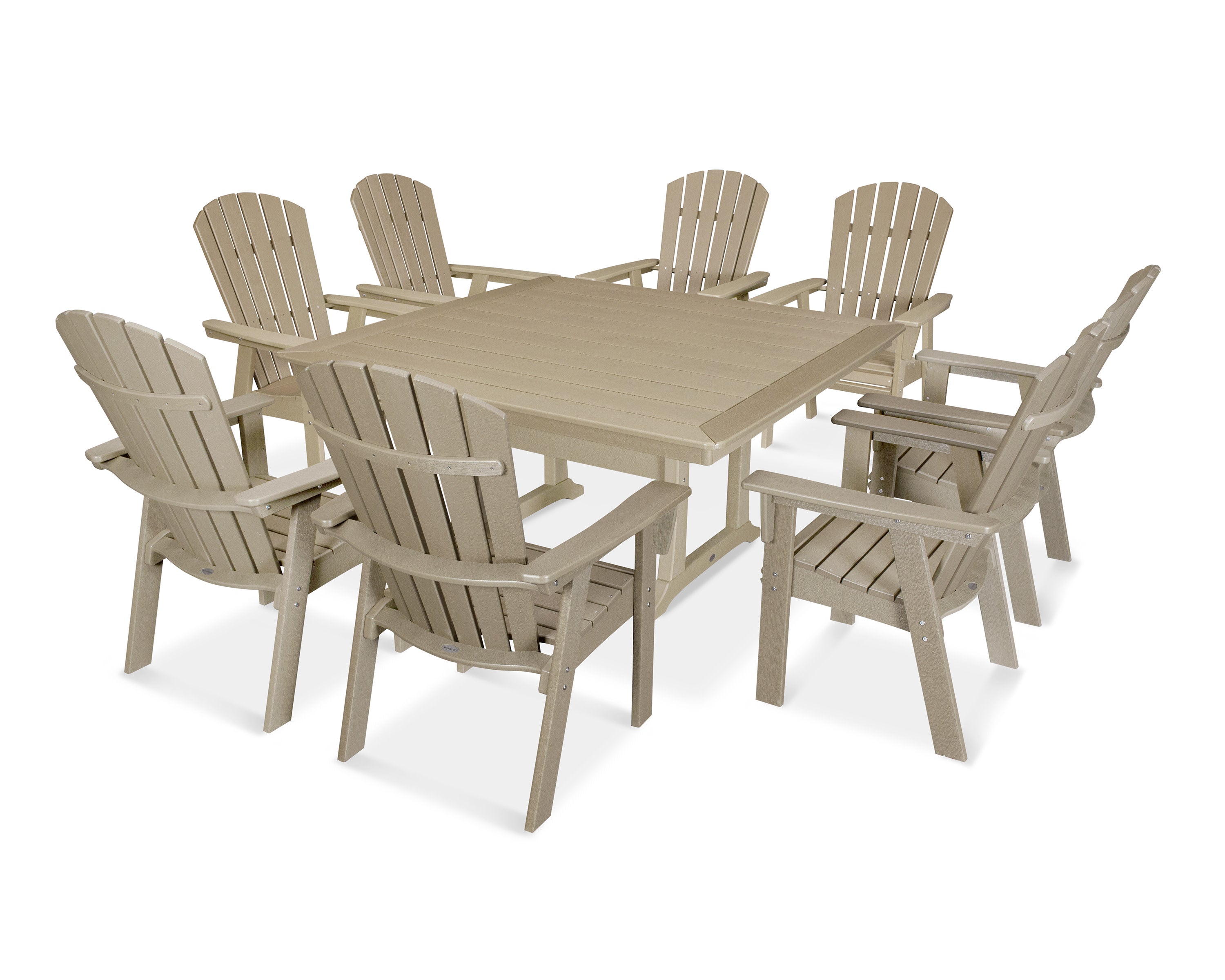Nautical Adirondack 9-Piece Trestle Dining Set in Vintage Sahara