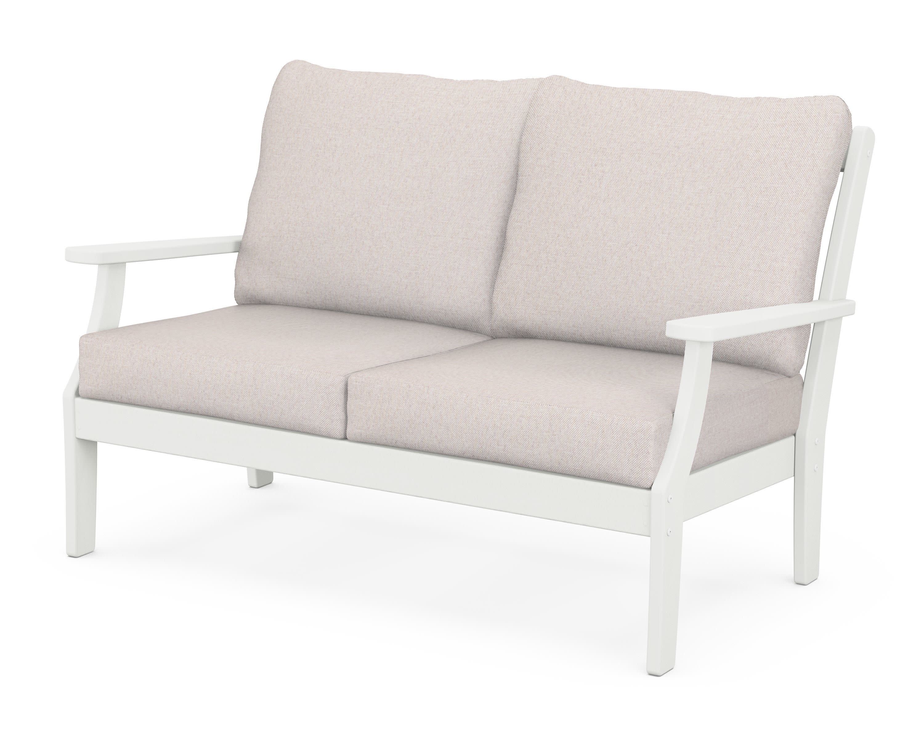 Braxton Deep Seating Loveseat in Vintage White / Dune Burlap