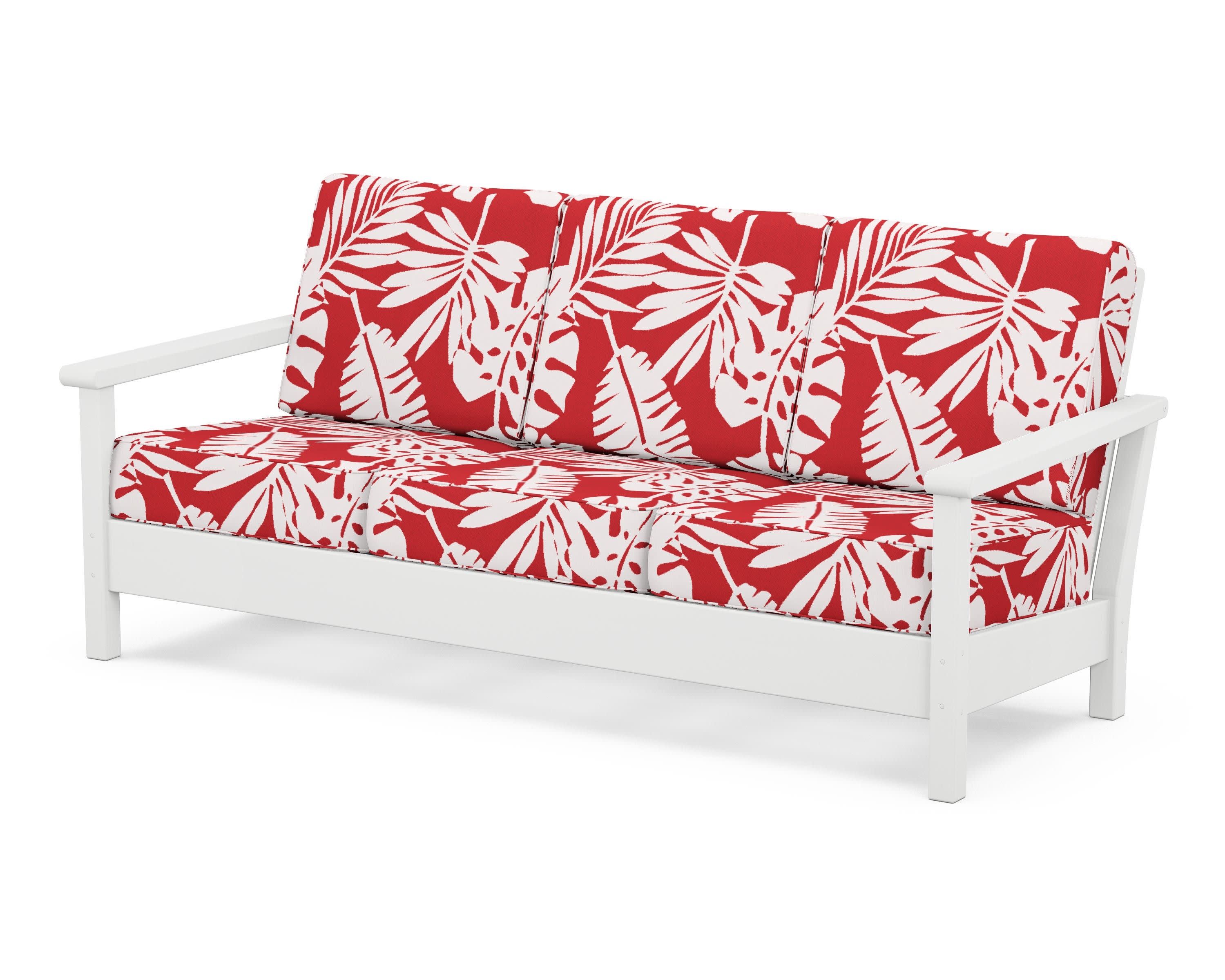 Harbour Deep Seating Sofa in White / Leaf Crimson