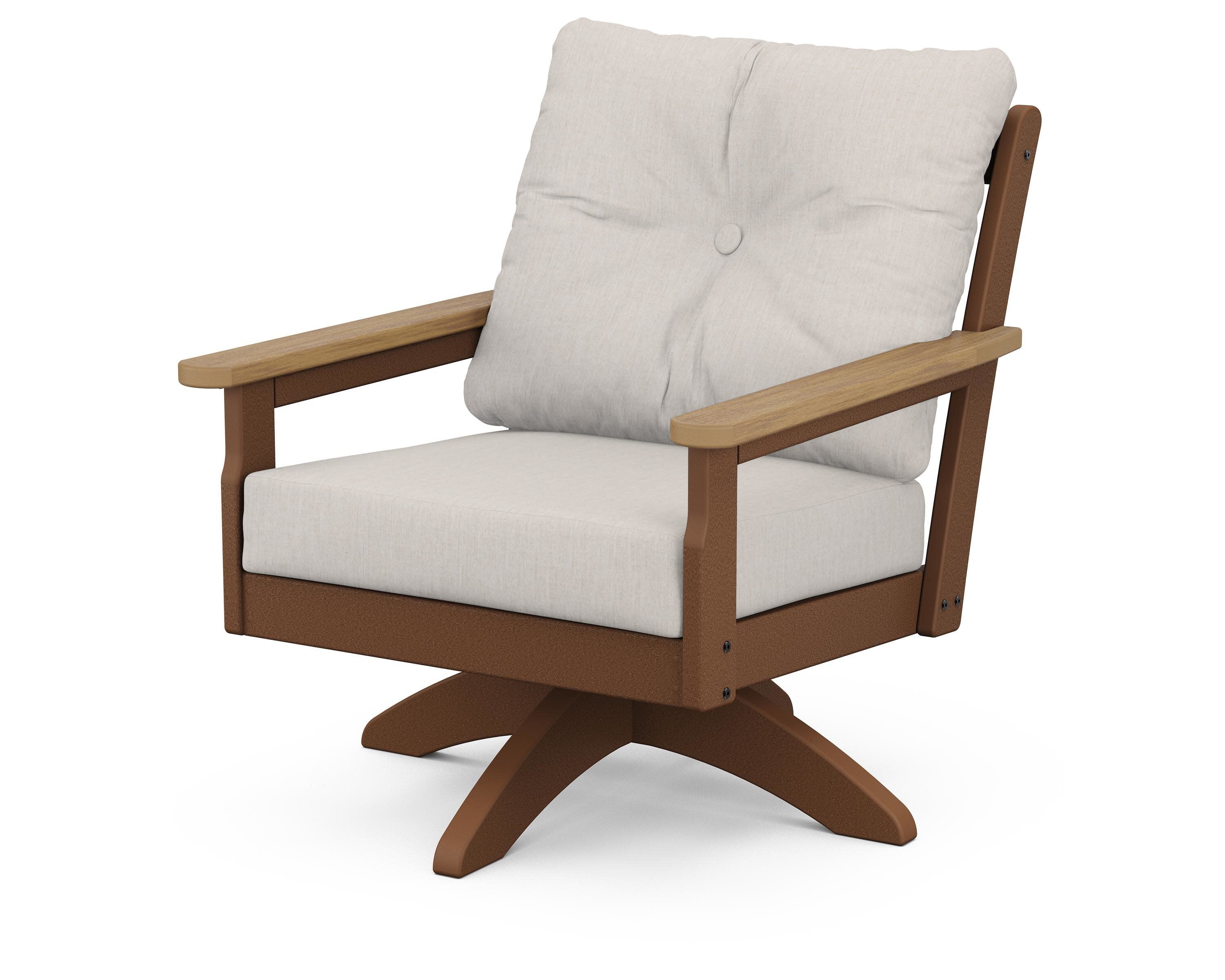 Vineyard Deep Seating Swivel Chair in Teak / Natural / Cast Ash