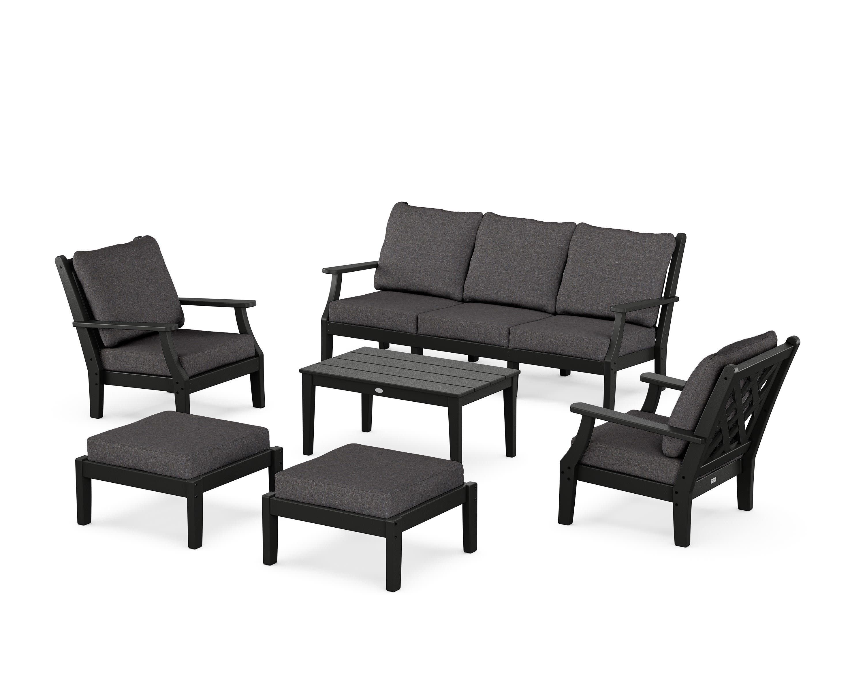 Wovendale 6-Piece Lounge Sofa Set in Black / Ash Charcoal