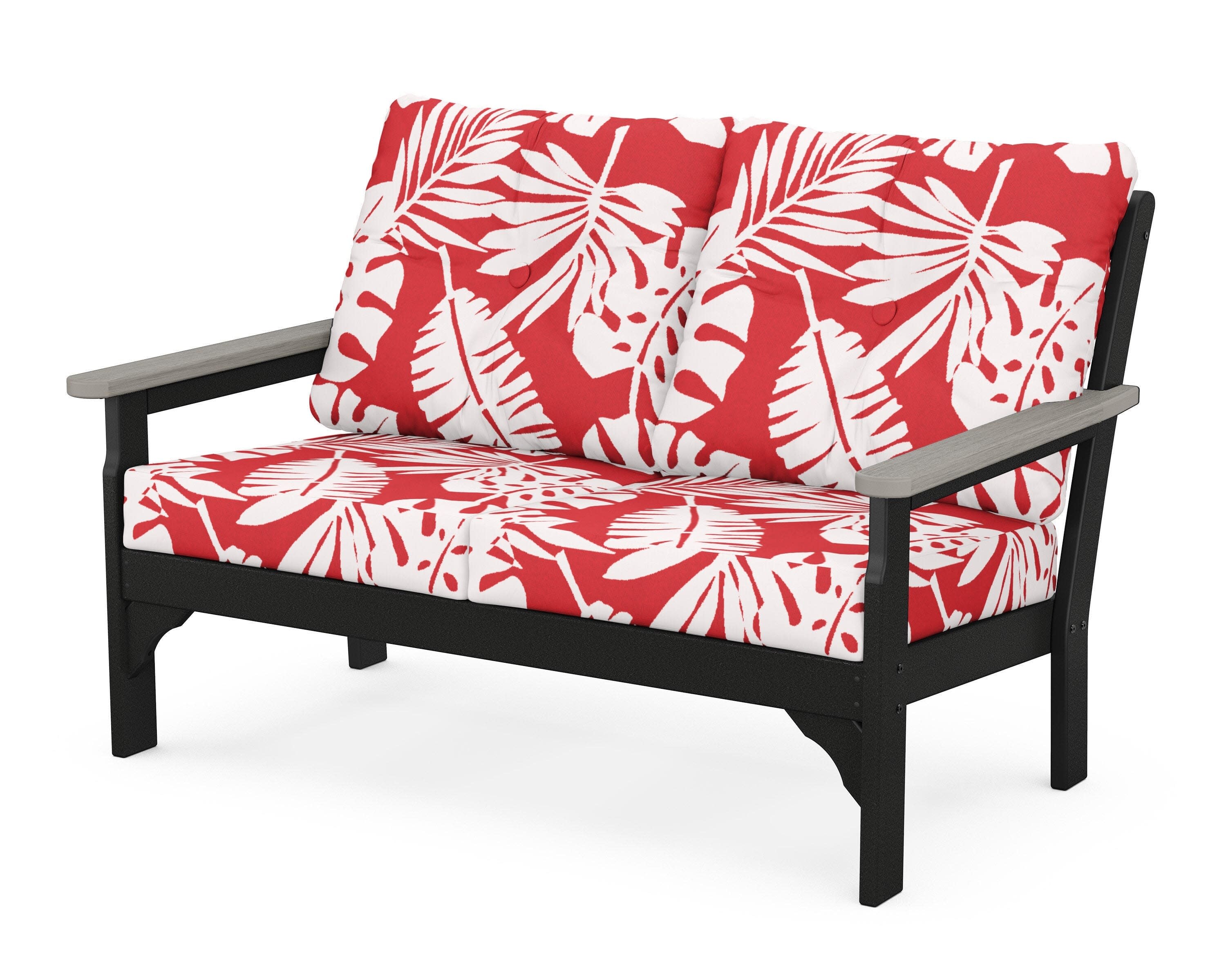 Vineyard Deep Seating Loveseat in Black / Driftwood / Leaf Crimson