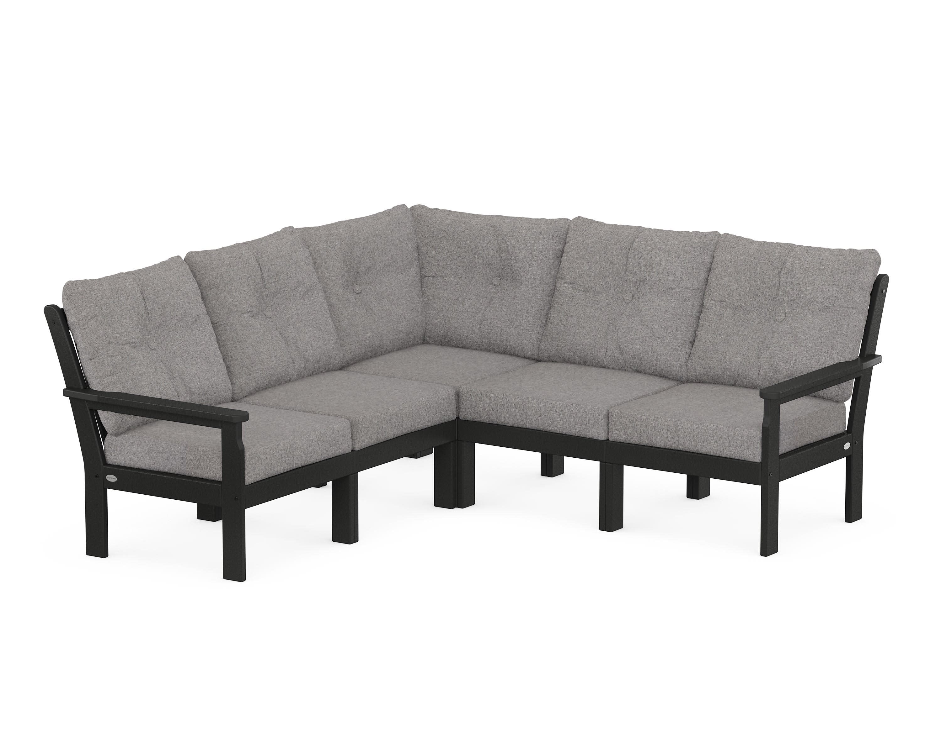 Vineyard 5-Piece Sectional in Black / Grey Mist