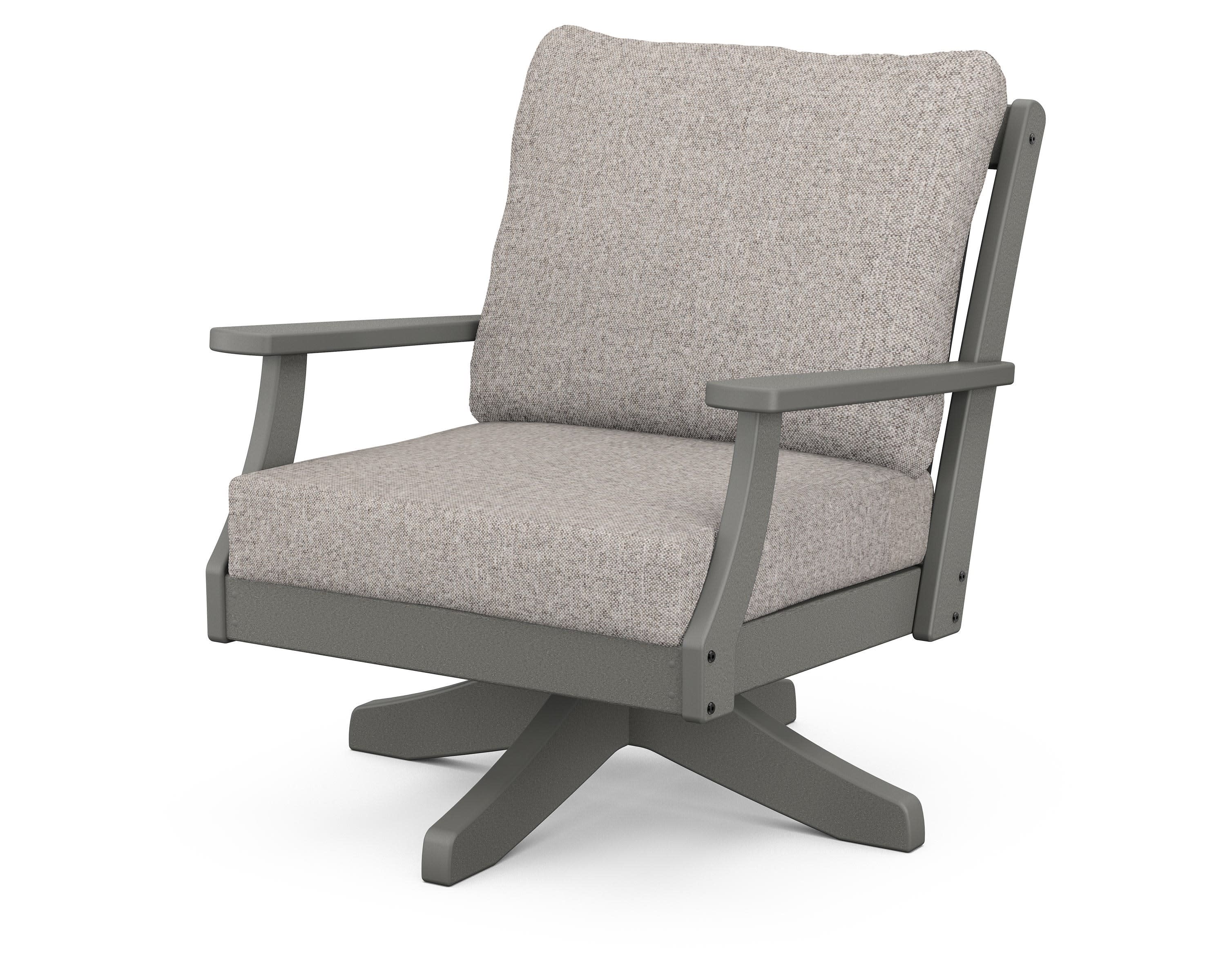 Braxton Deep Seating Swivel Chair in Slate Grey / Weathered Tweed