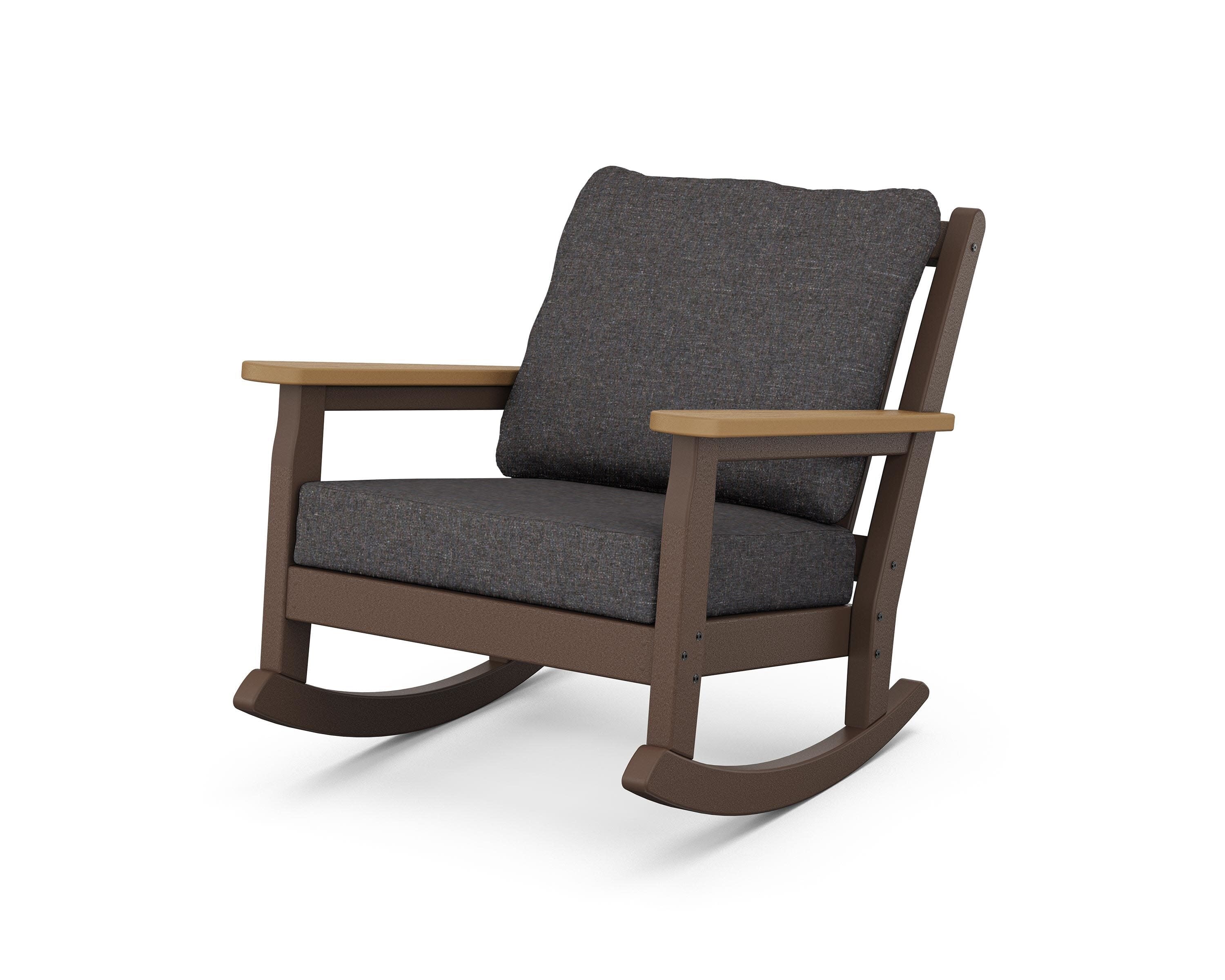 Chippendale Deep Seating Rocking Chair in Mahogany / Natural / Ash Charcoal