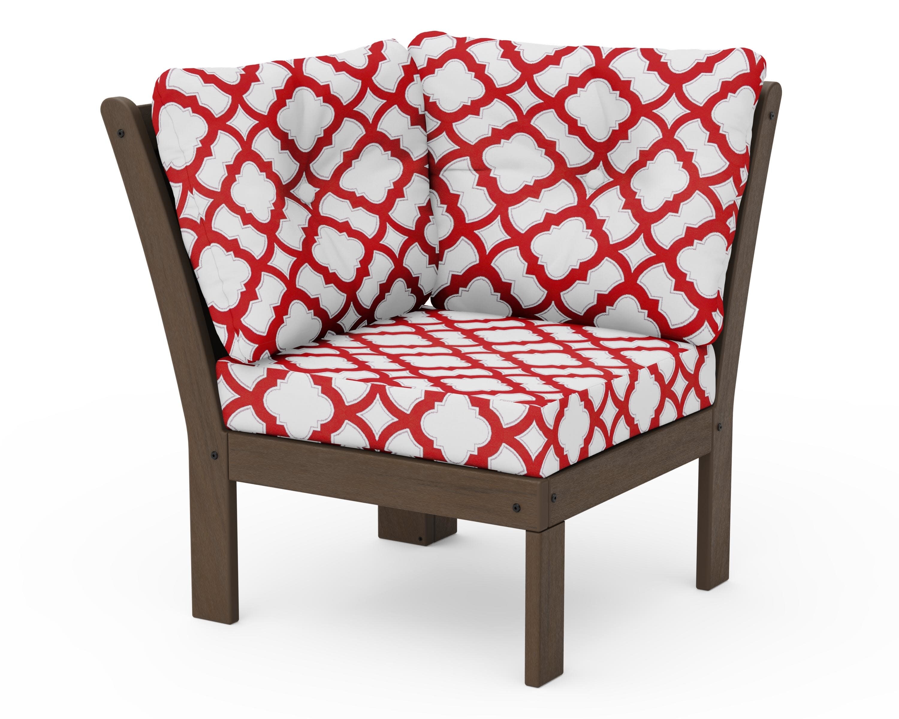 Vineyard Modular Corner Chair in Kona / Trellis Crimson