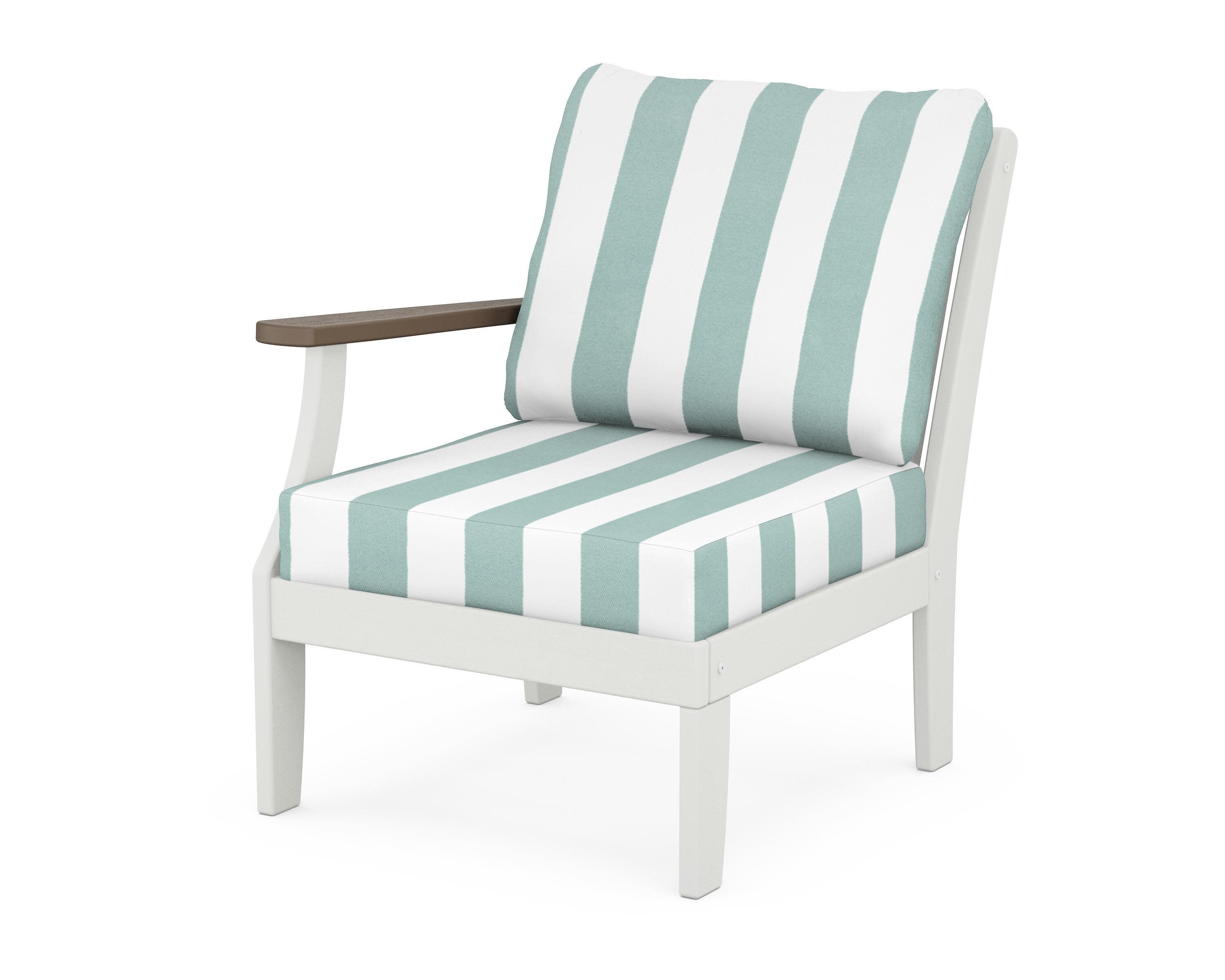 Braxton Modular Left Arm Chair in White / Kona / Cabana Stripe Glacier Spa