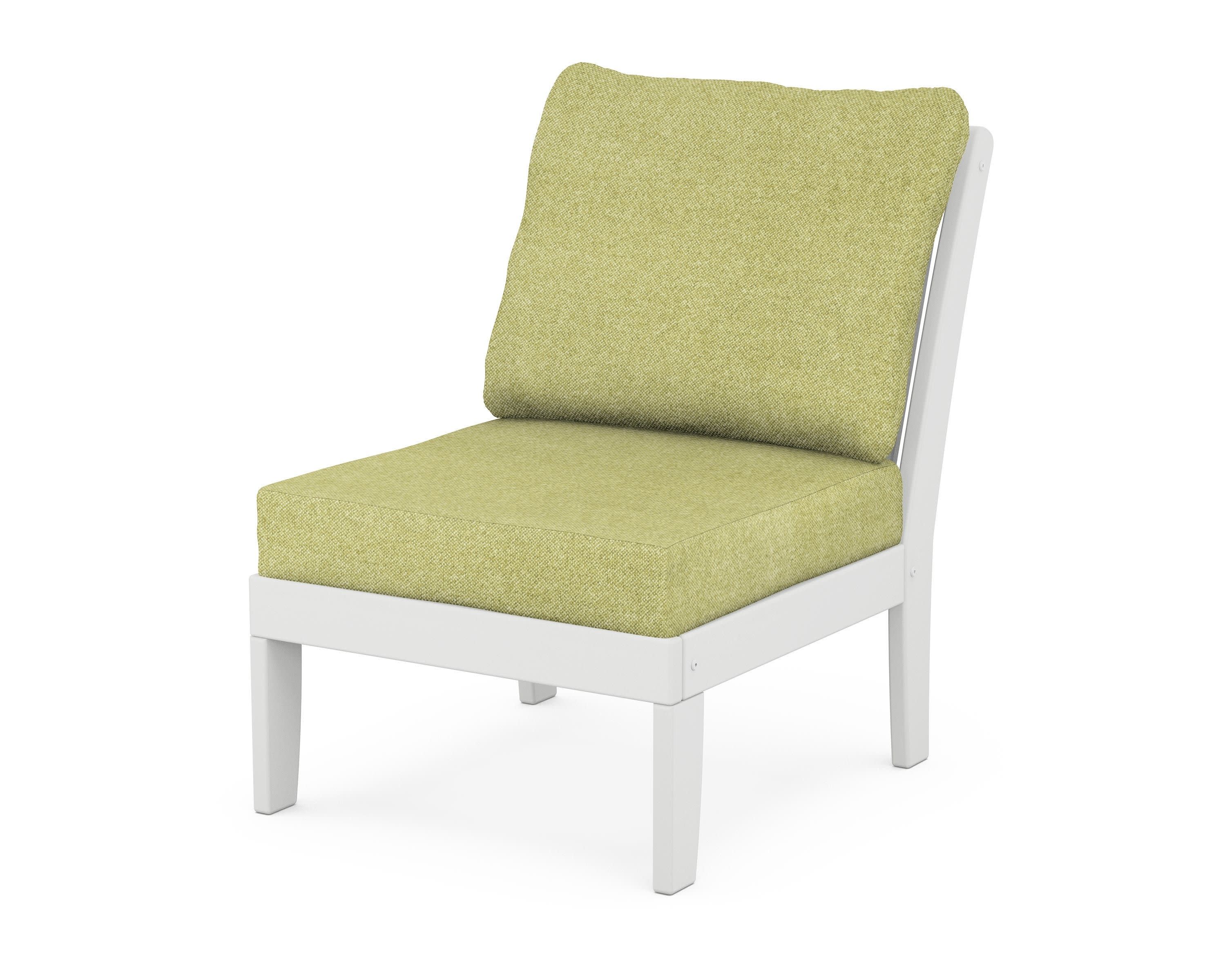 Braxton Modular Armless Chair in White / Chartreuse Boucle