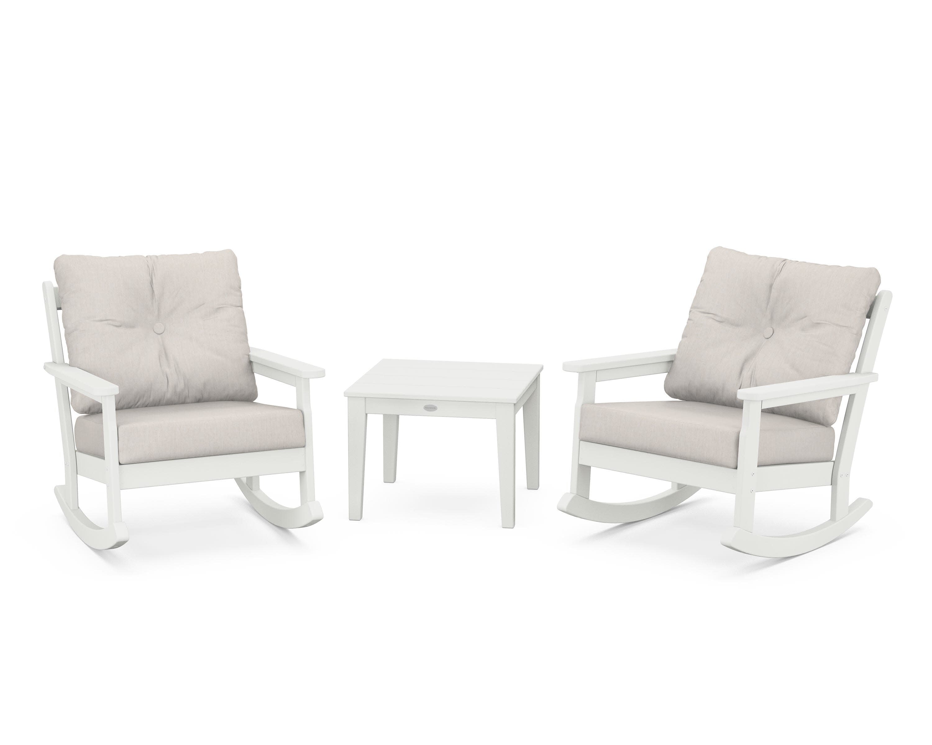 Vineyard 3-Piece Deep Seating Rocker Set in Vintage White / Cast Ash