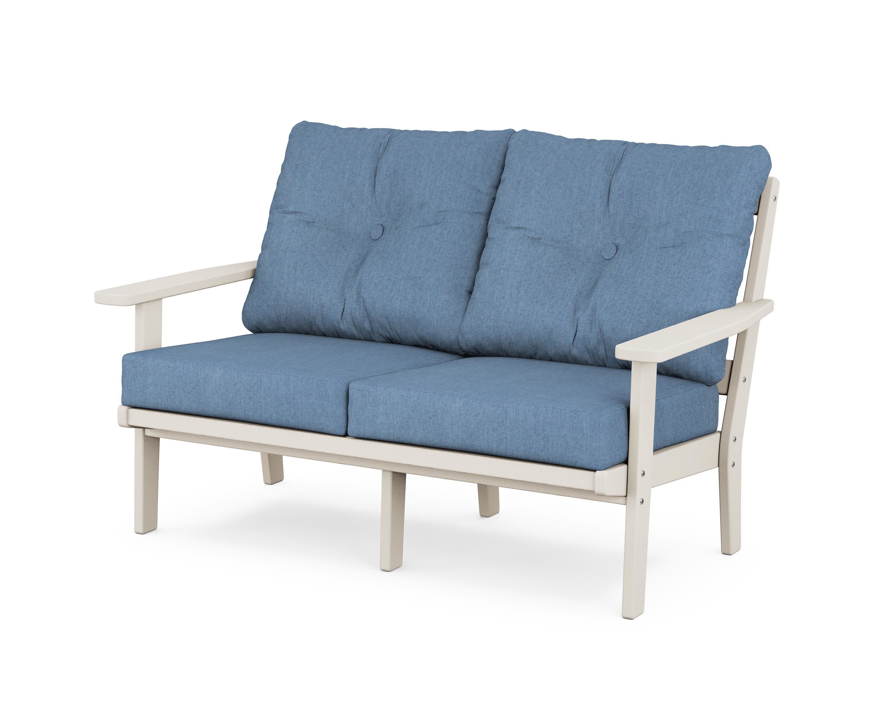 Oxford Deep SeatingLoveseat in Sand / Sky Blue