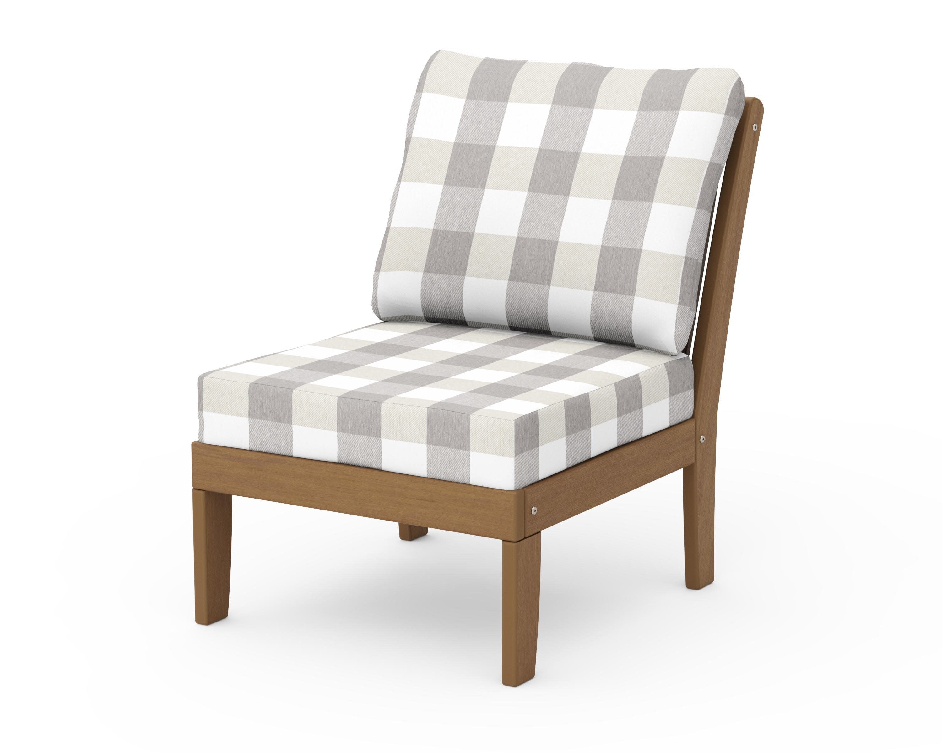 Braxton Modular Armless Chair in Natural / Buffalo Plaid Grey Mist