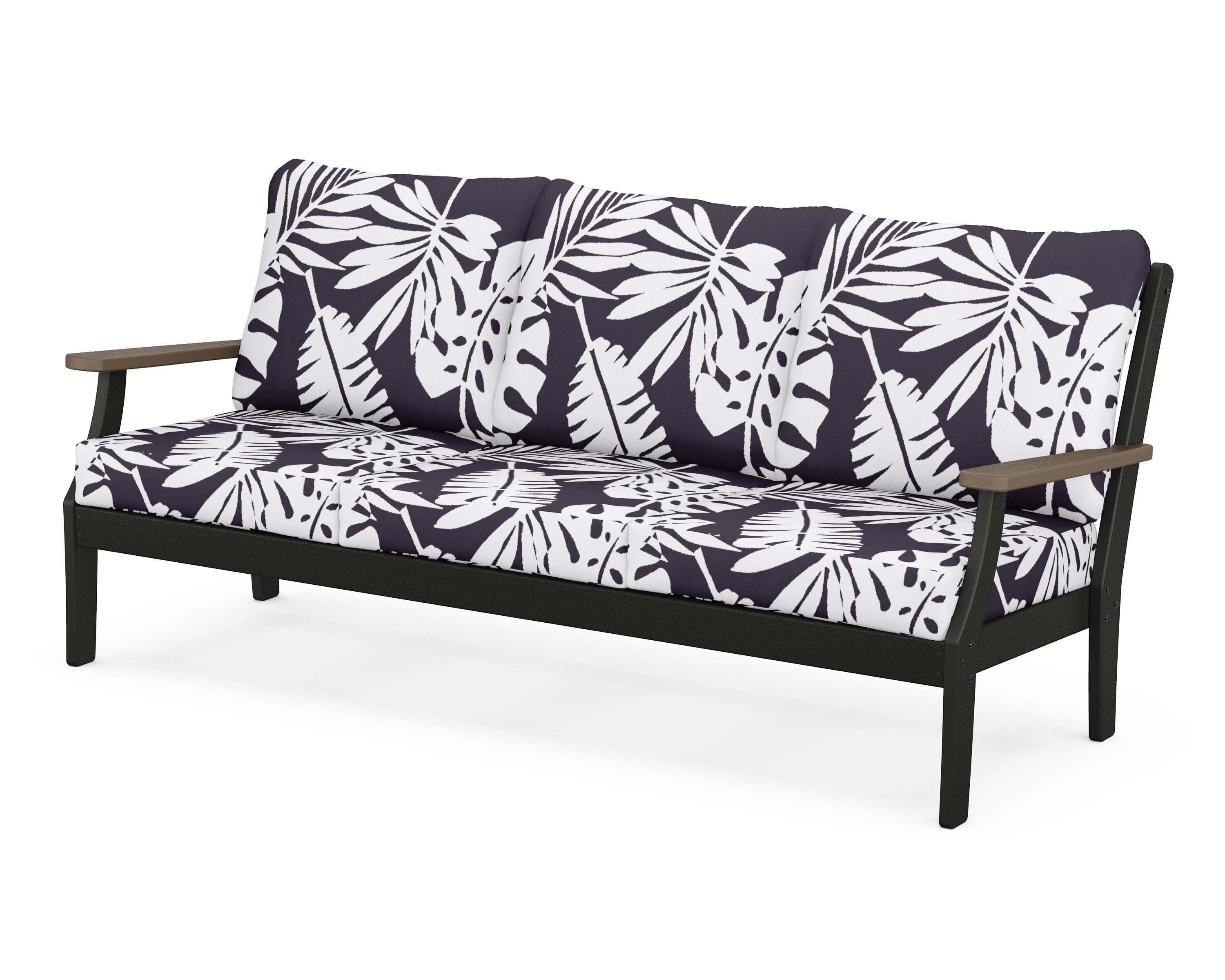 Braxton Deep Seating Sofa in Black / Kona / Leaf Navy