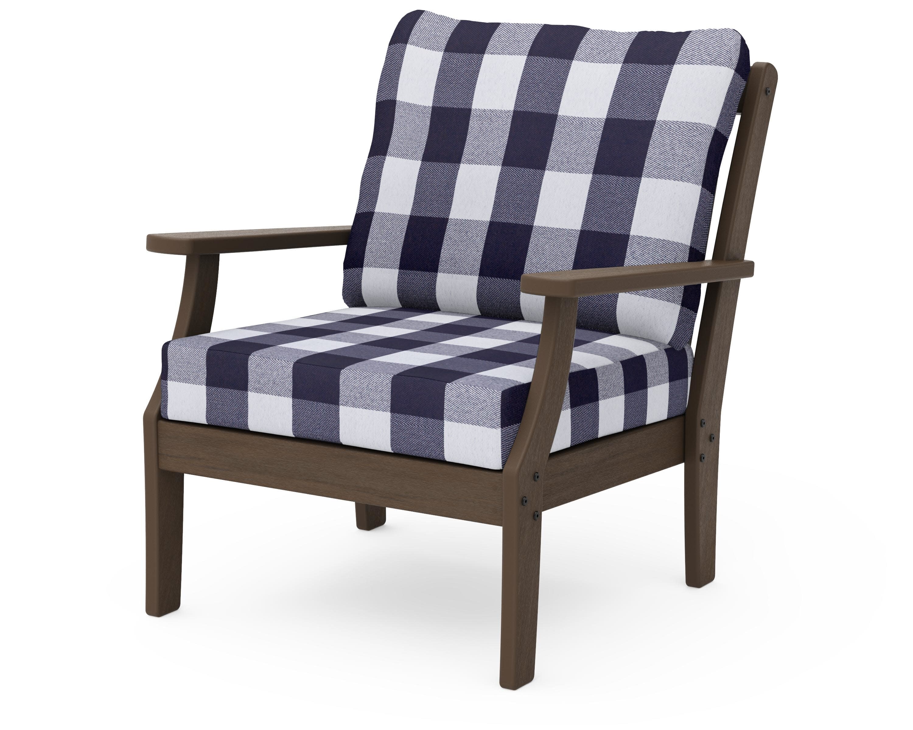 Braxton Deep Seating Chair in Kona / Buffalo Plaid Navy