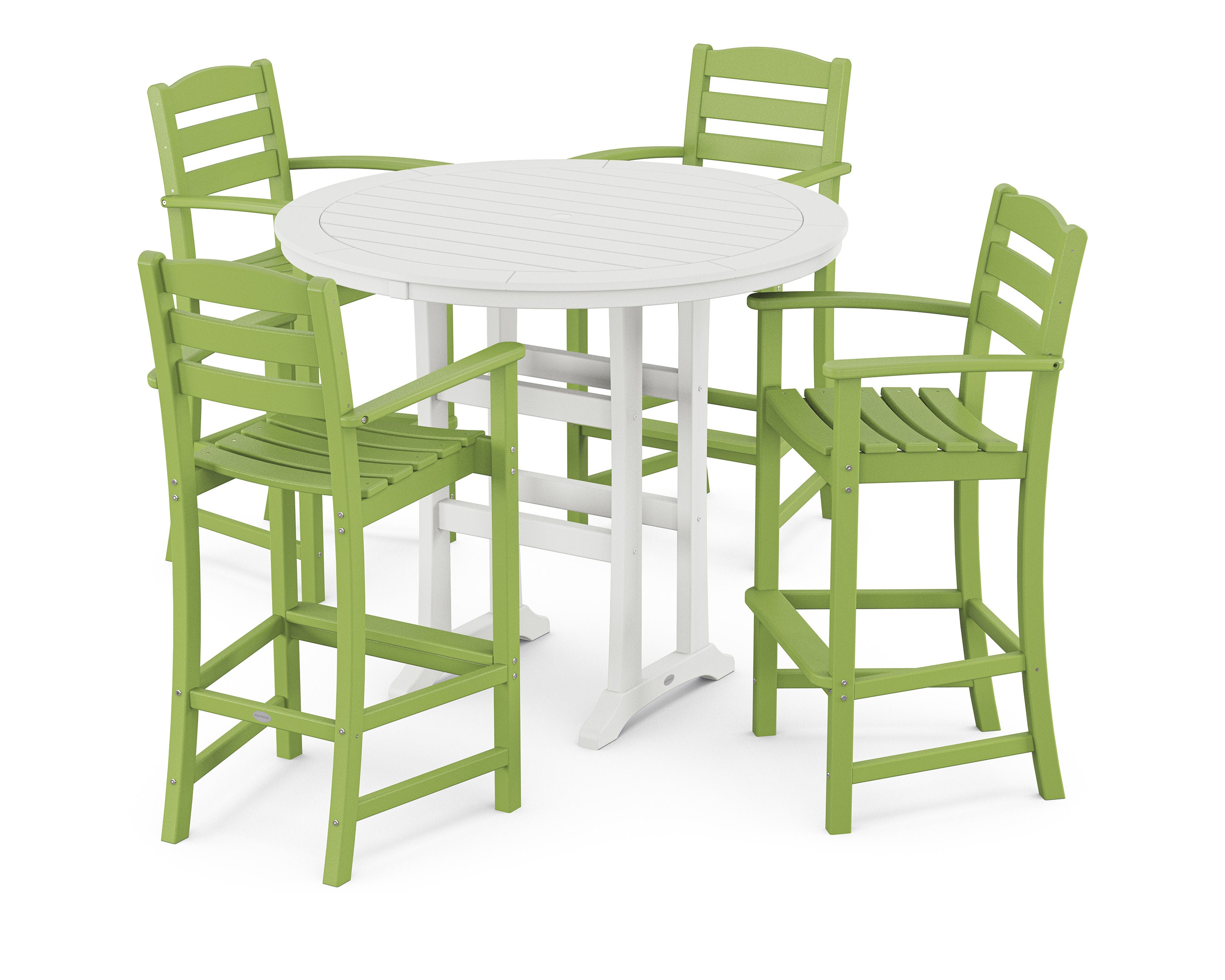 La Casa Caf 5-Piece Bar Dining Set in Lime / White