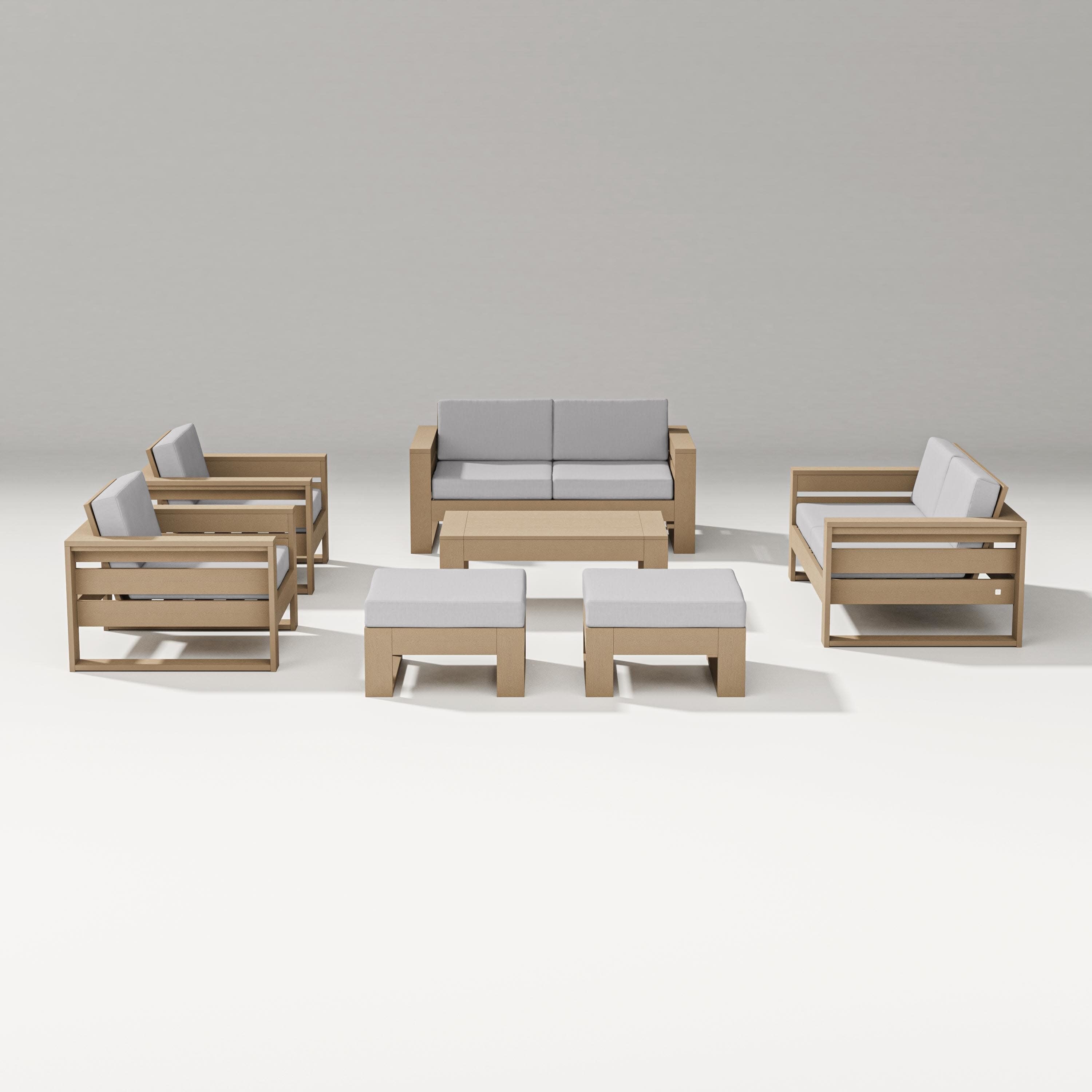 Latitude 7-Piece Lounge Loveseat Set in Vintage Sahara / Granite