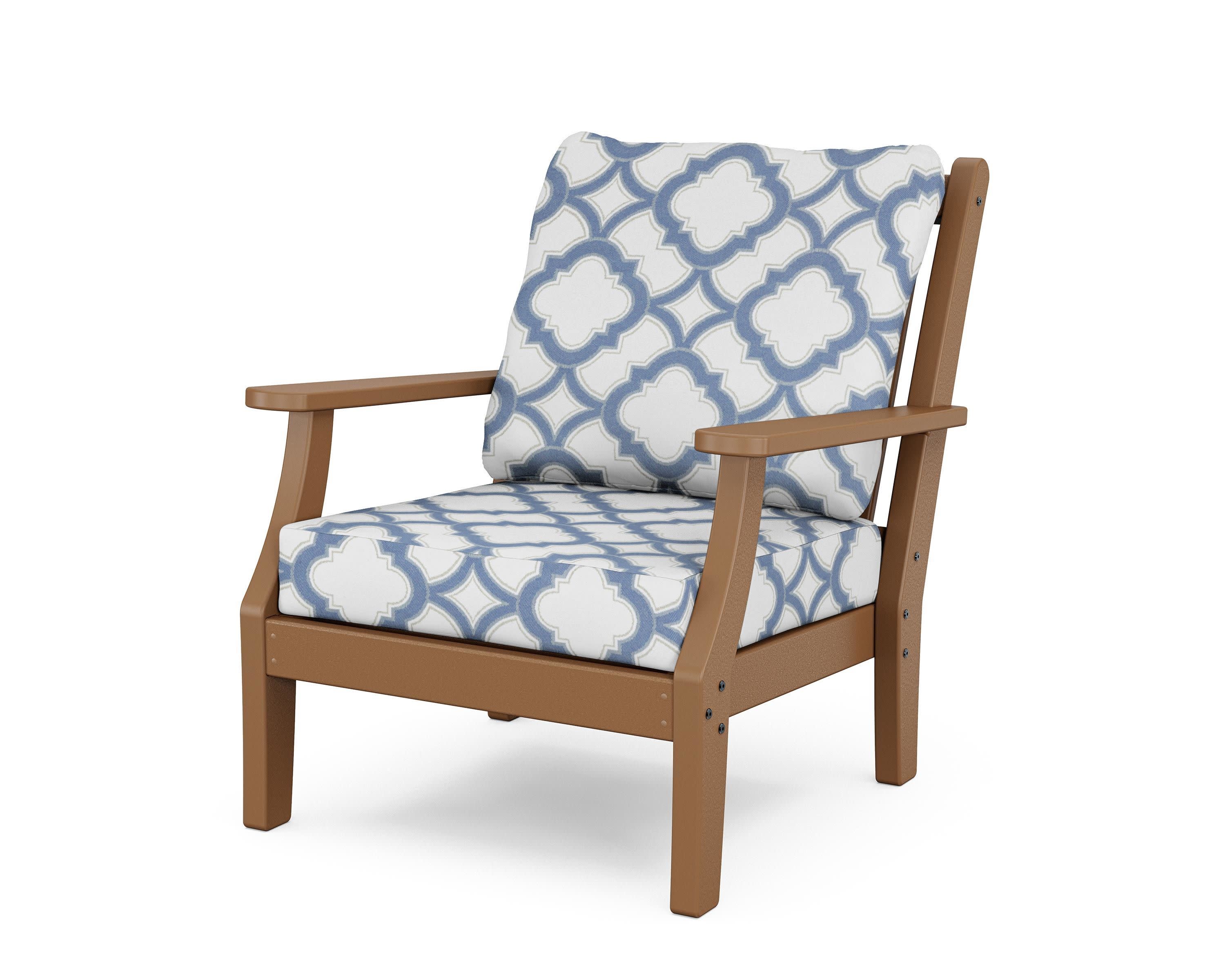 Wovendale Deep Seating Chair in Teak / Trellis Sky Blue