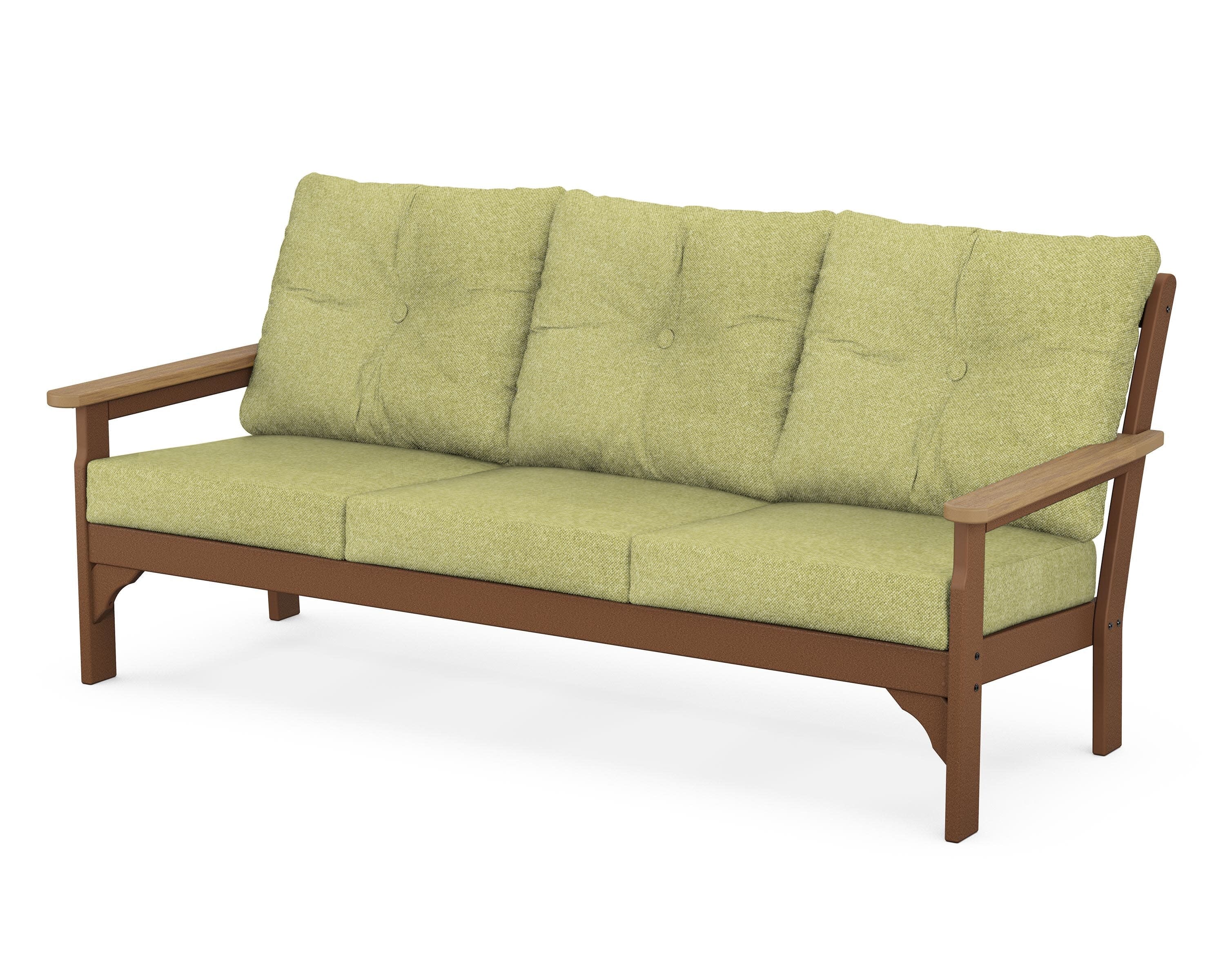 Vineyard Deep Seating Sofa in Teak / Natural / Chartreuse Boucle