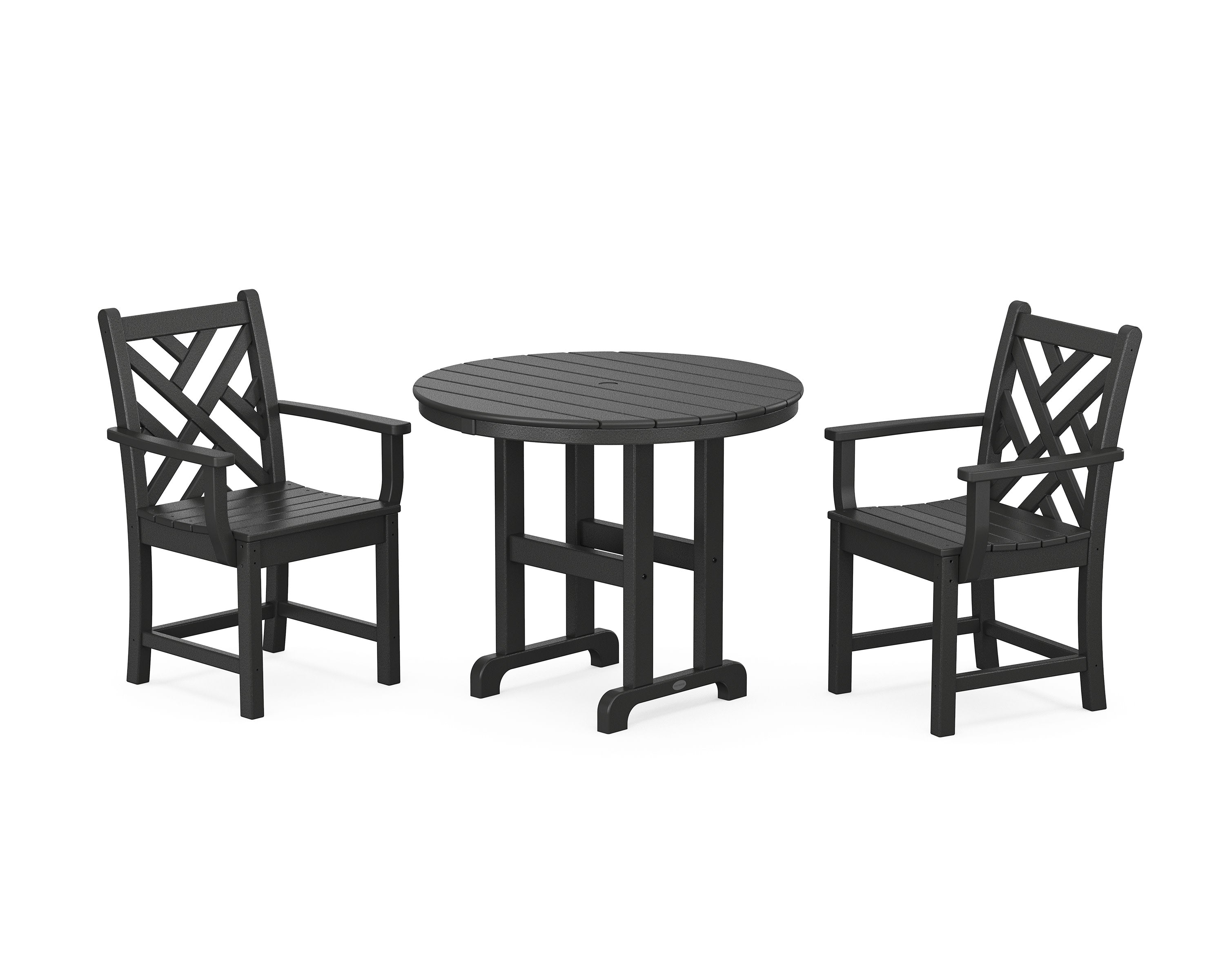 Chippendale 3-Piece Round Dining Set in Black