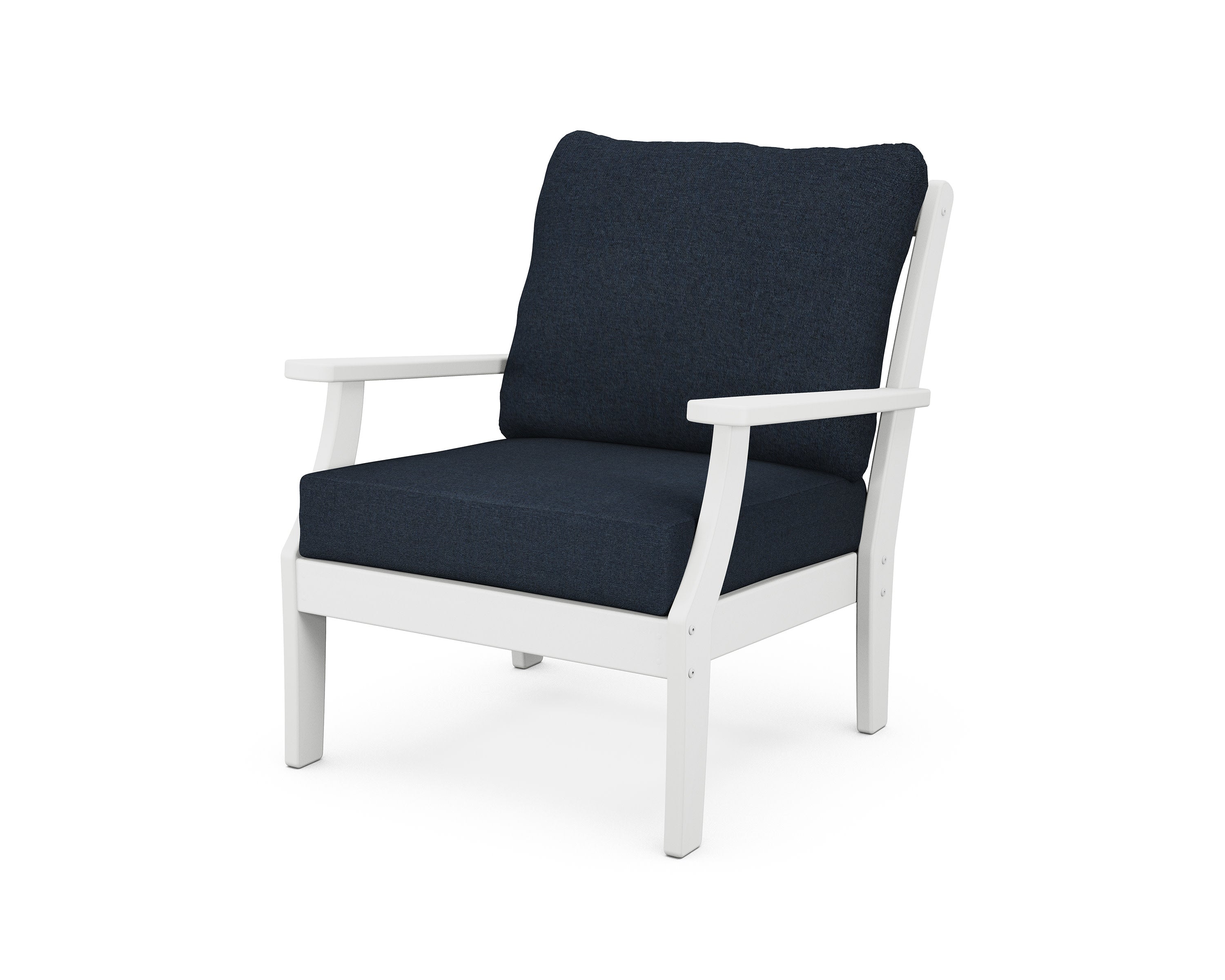Braxton Deep Seating Chair in White / Marine Indigo